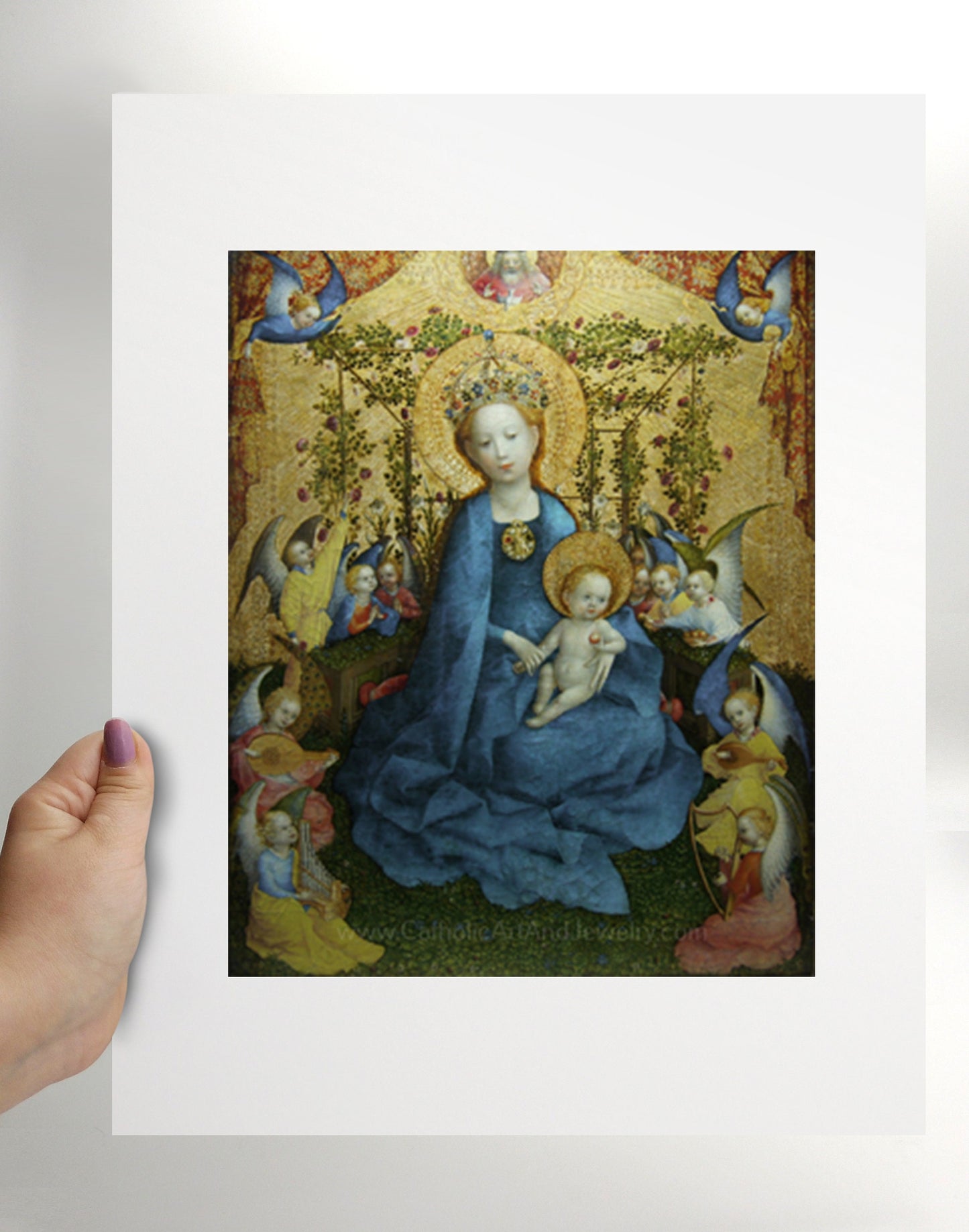 Madonna of the Rose Garden –Catholic Art Print–Catholic Mother's Gift