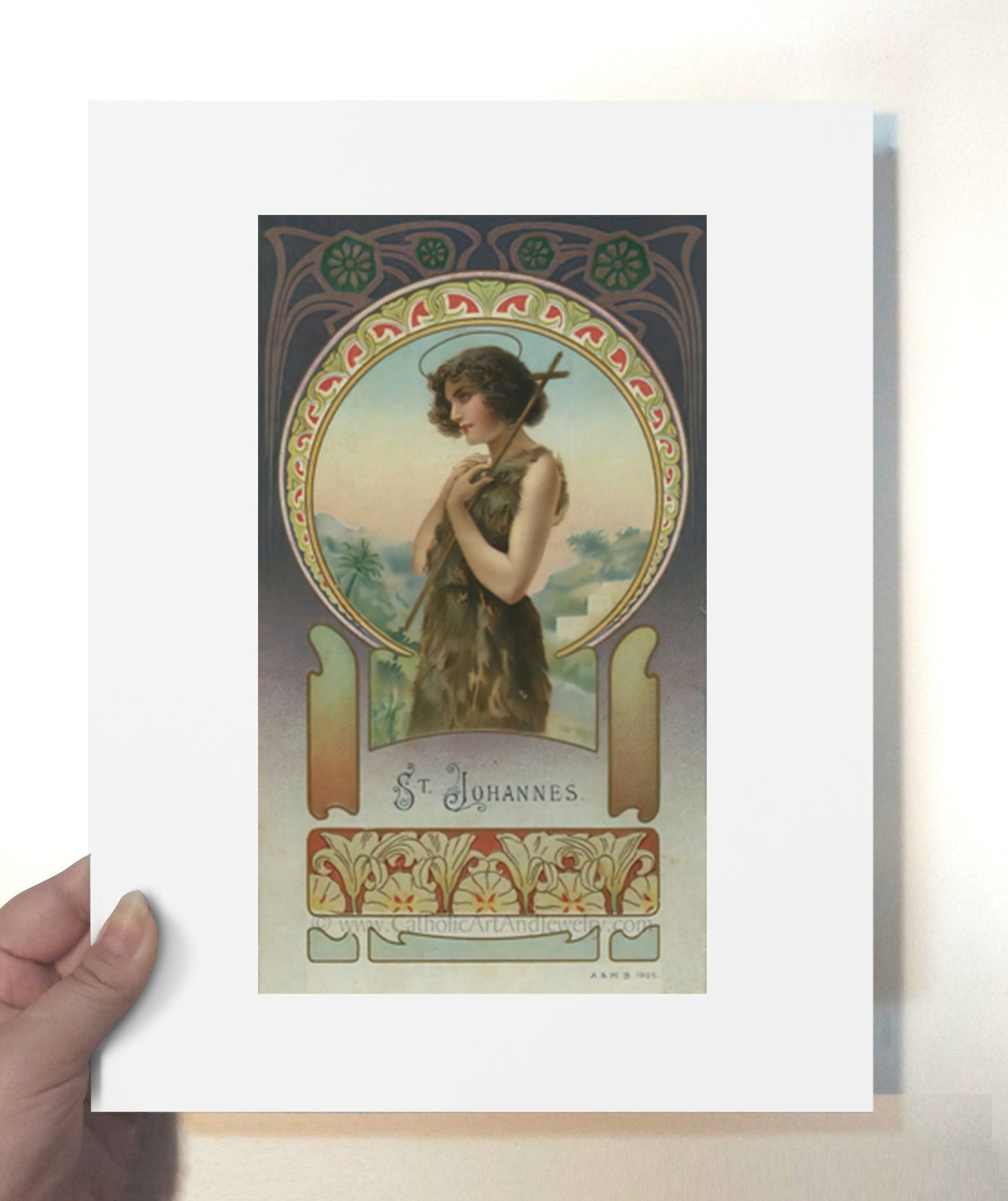 St. John the Baptist – Art Nouveau – 3 Sizes – based on a Vintage French Holy Card – Catholic Art Print