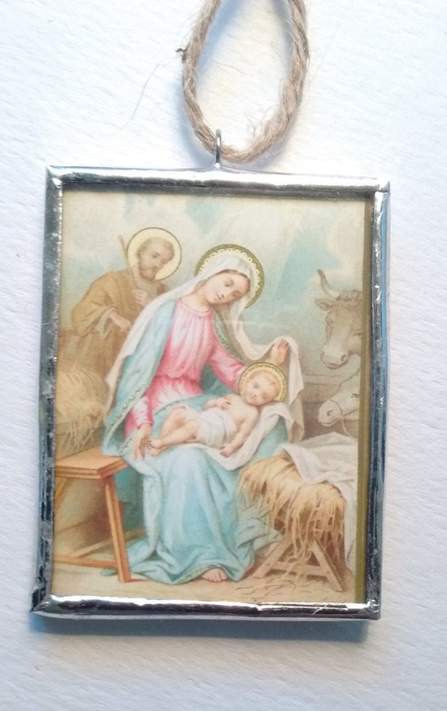 Victorian Nativity Christmas Ornament -- Jesus in Manger -- Religious Christmas Ornament