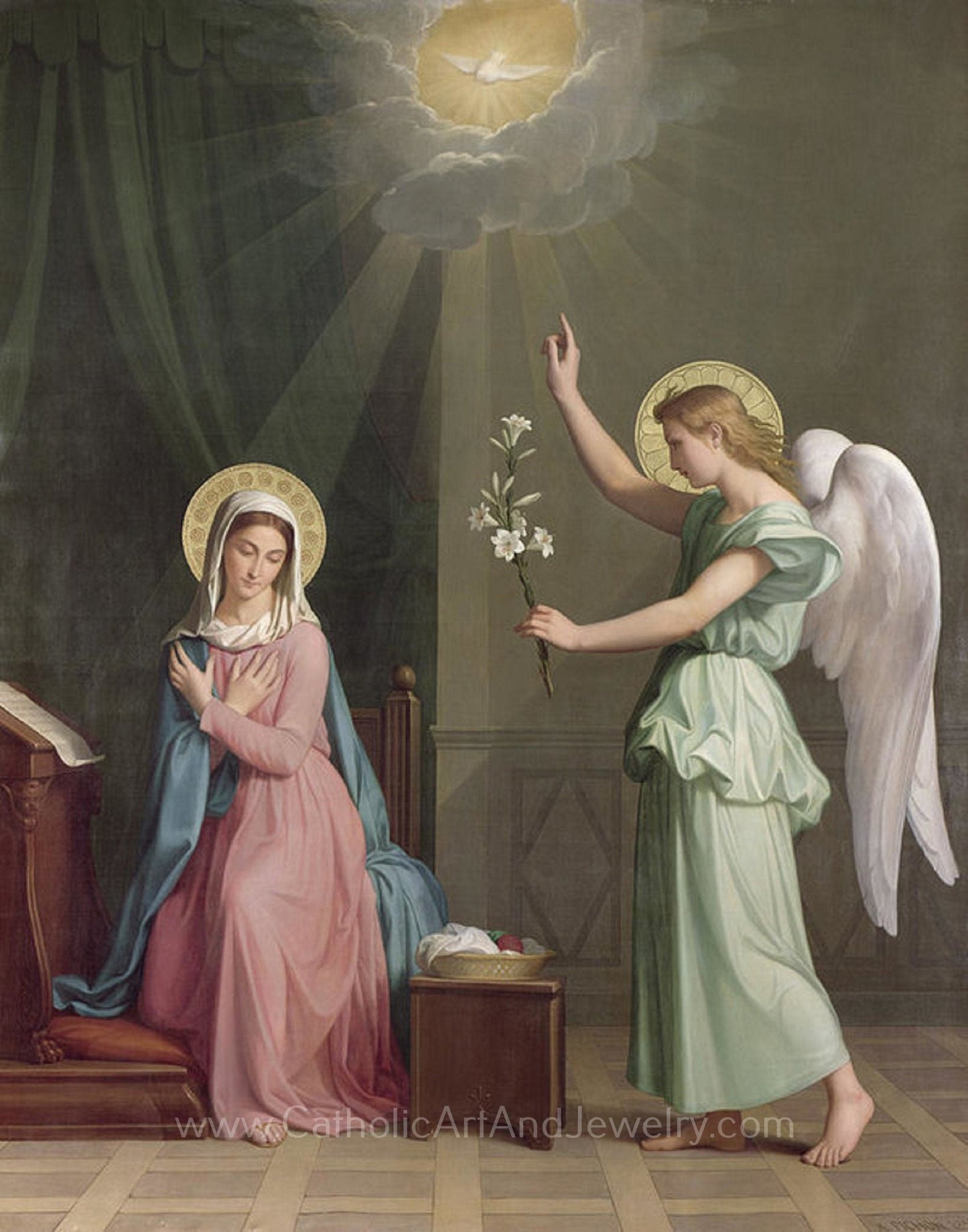 The Annunciation – 3 Sizes – Victorian Art – Auguste Pichon – Catholic Art Print – Archival Quality – St Mary – Angel Gabriel