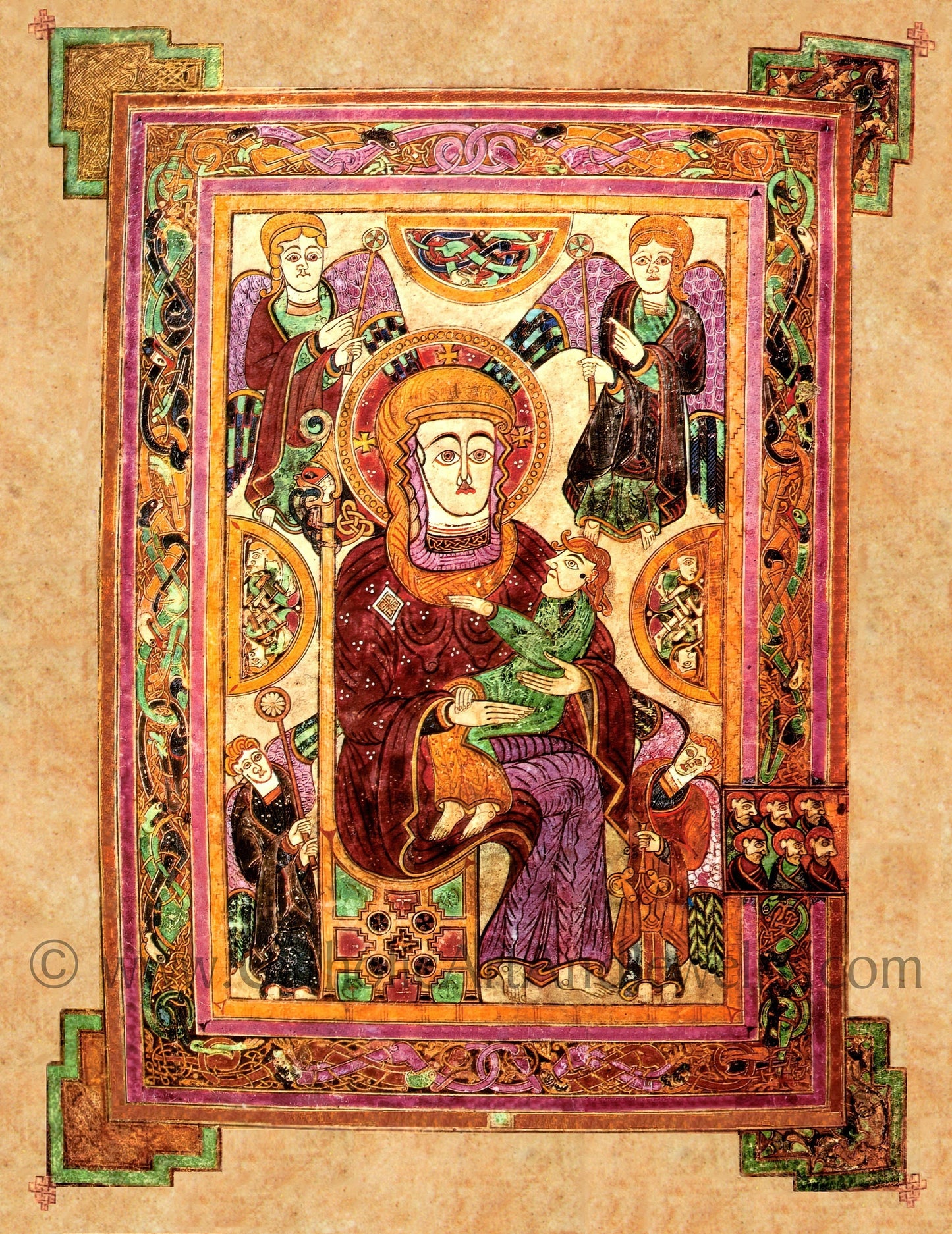 The Book of Kells – Madonna and Child Print – Catholic Art – 800 A.D. – Restored – Archival Quality