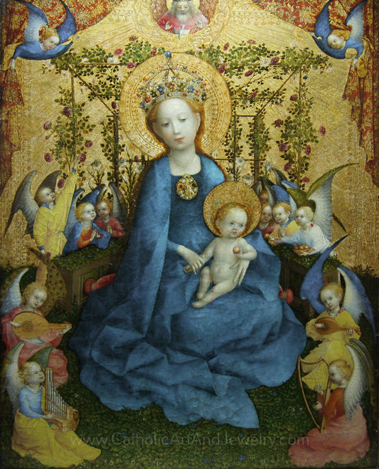 Madonna of the Rose Garden –Catholic Art Print–Catholic Mother's Gift