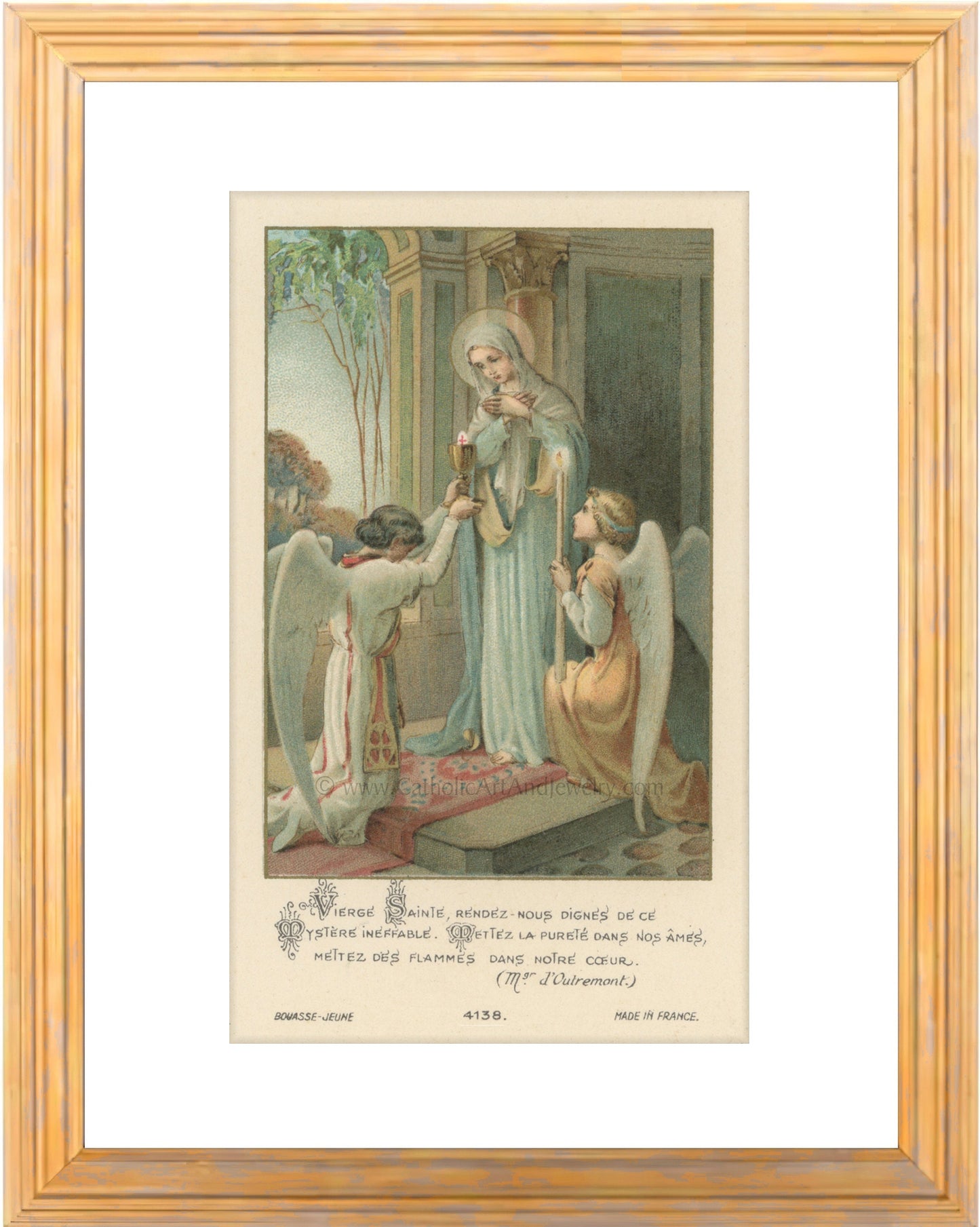 Mary Receiving Communion – based on a Vintage French Holy Card – Catholic Art Print – Unique Catholic Gift