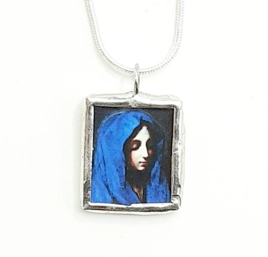Blue Madonna - Pendant - Holy Medal - Catholic Necklace