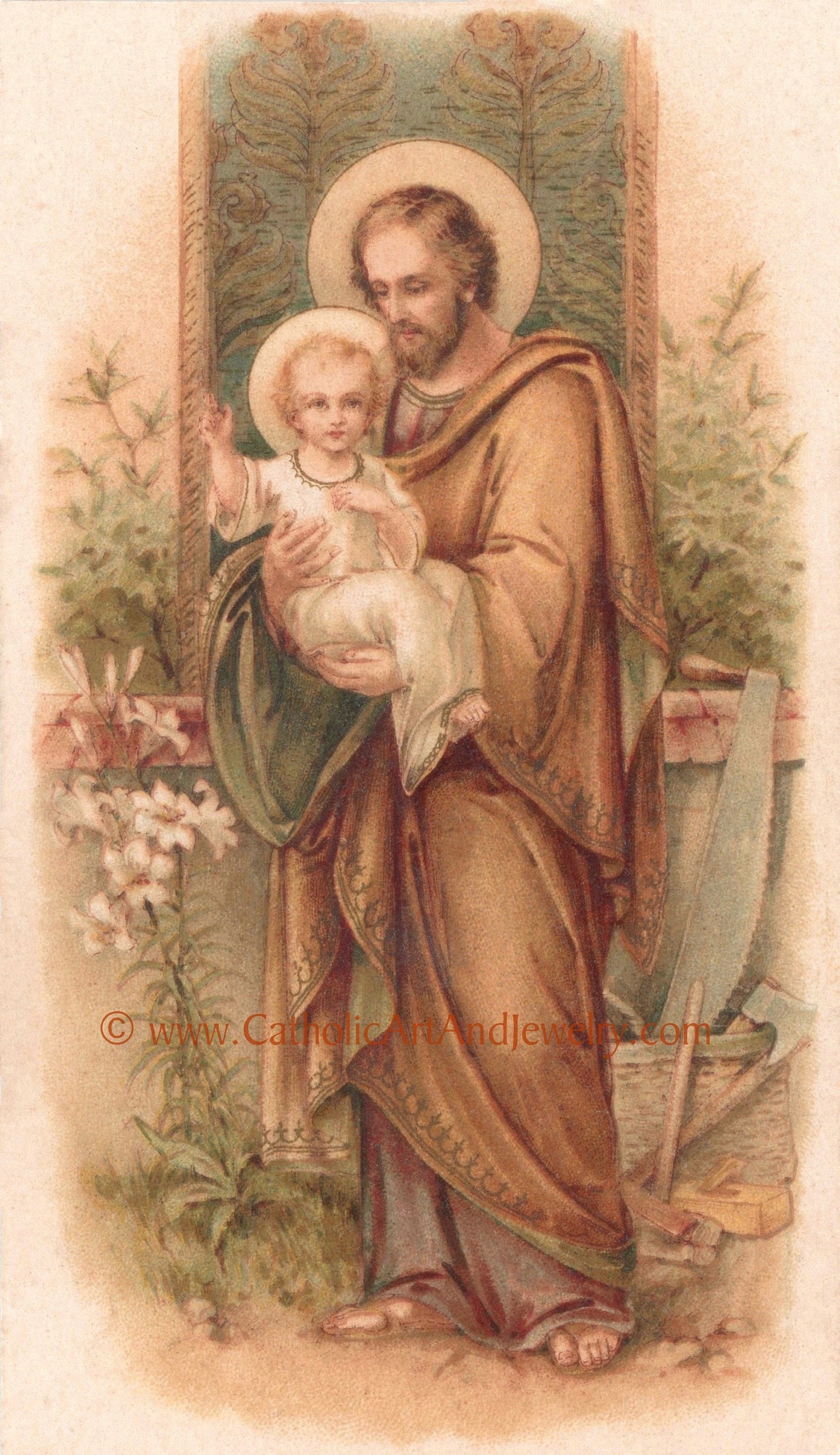 St. Joseph – based on a Vintage French Holy Card – Catholic Art Print