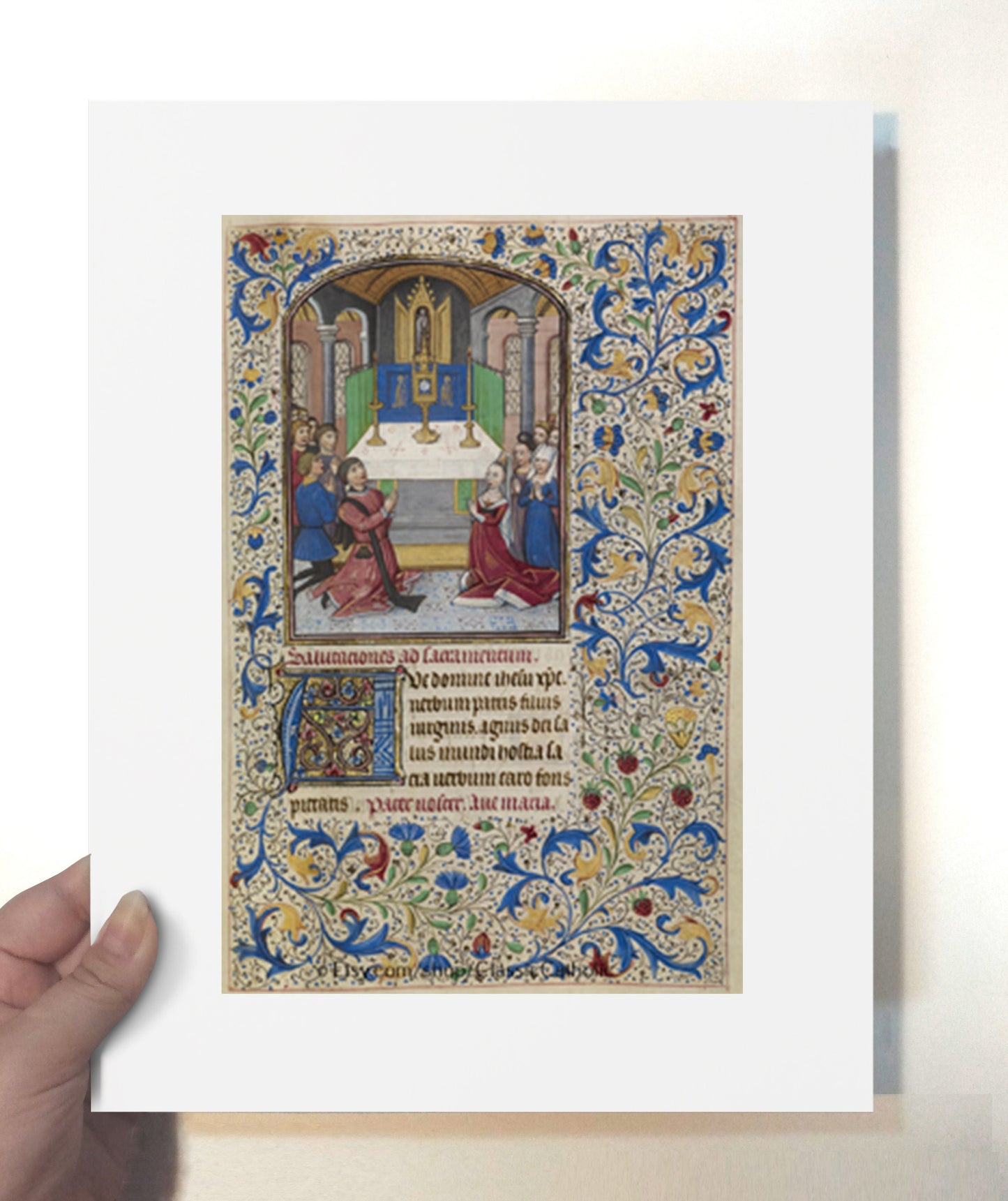 Illuminated Manuscript -- The Adoration of the Eucharist. – Medieval Catholic Art Print – Willem Vrelant- Archival Quality