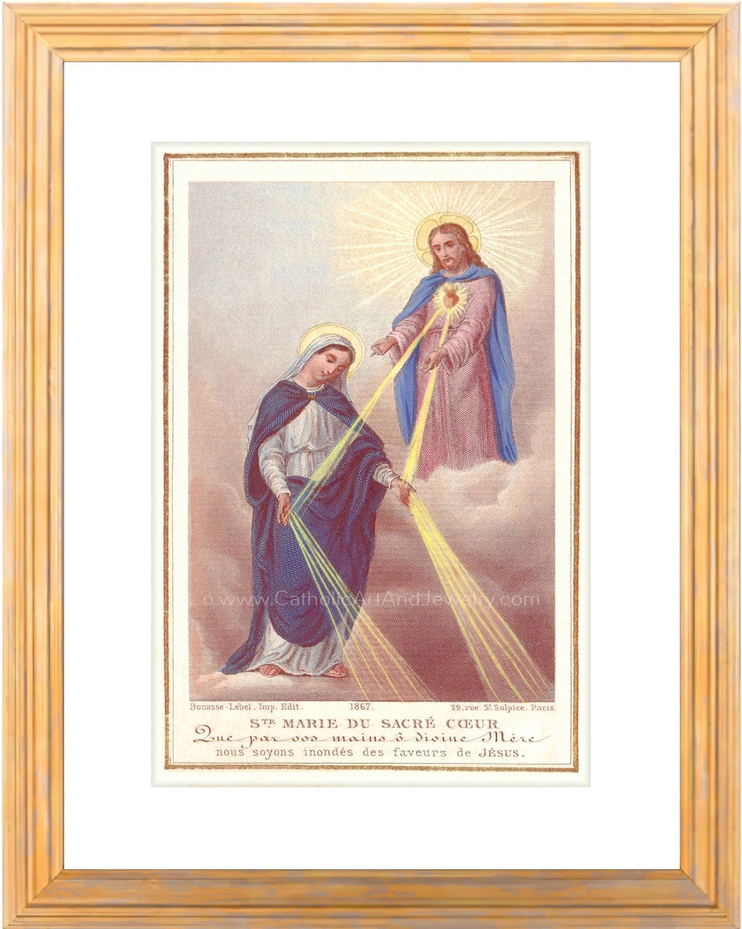 Mediatrix of Grace – St. Mary of the Sacred Heart – based on a Vintage Holy Card – Catholic Art Print – Archival Quality