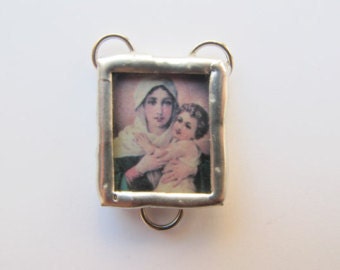 Our Mother Thrice Admirable - Rosary Centerpiece - Queen and Victoress of Schoenstadt - Catholic Gifts - Vintage Image of Mary