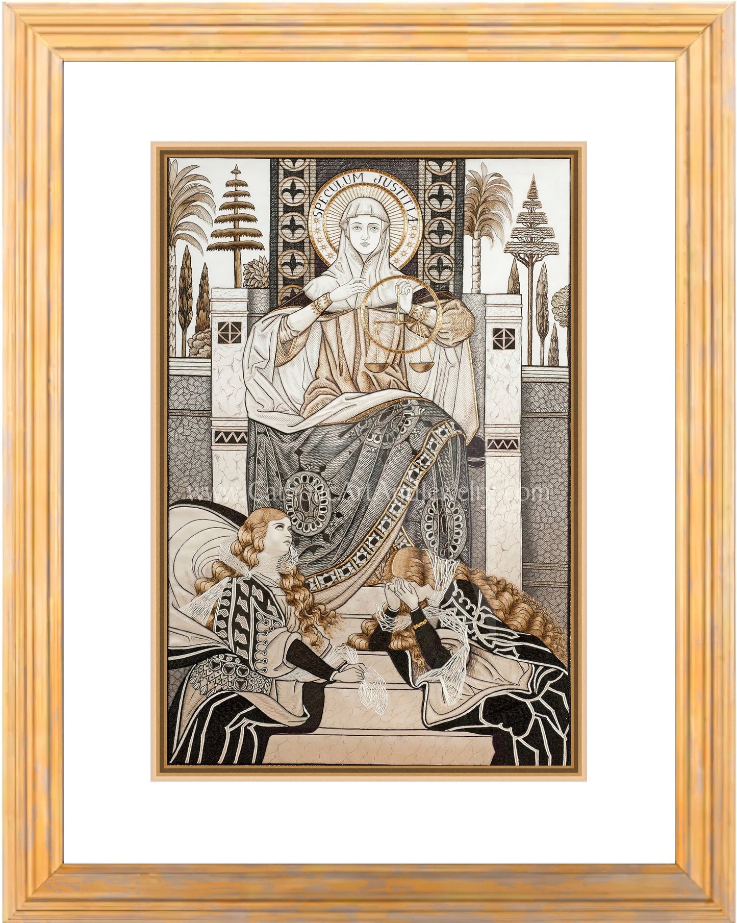 Mirror of Justice – Speculum Justitiae – Embroideries – Vintage Catholic Art Print – Archival Quality