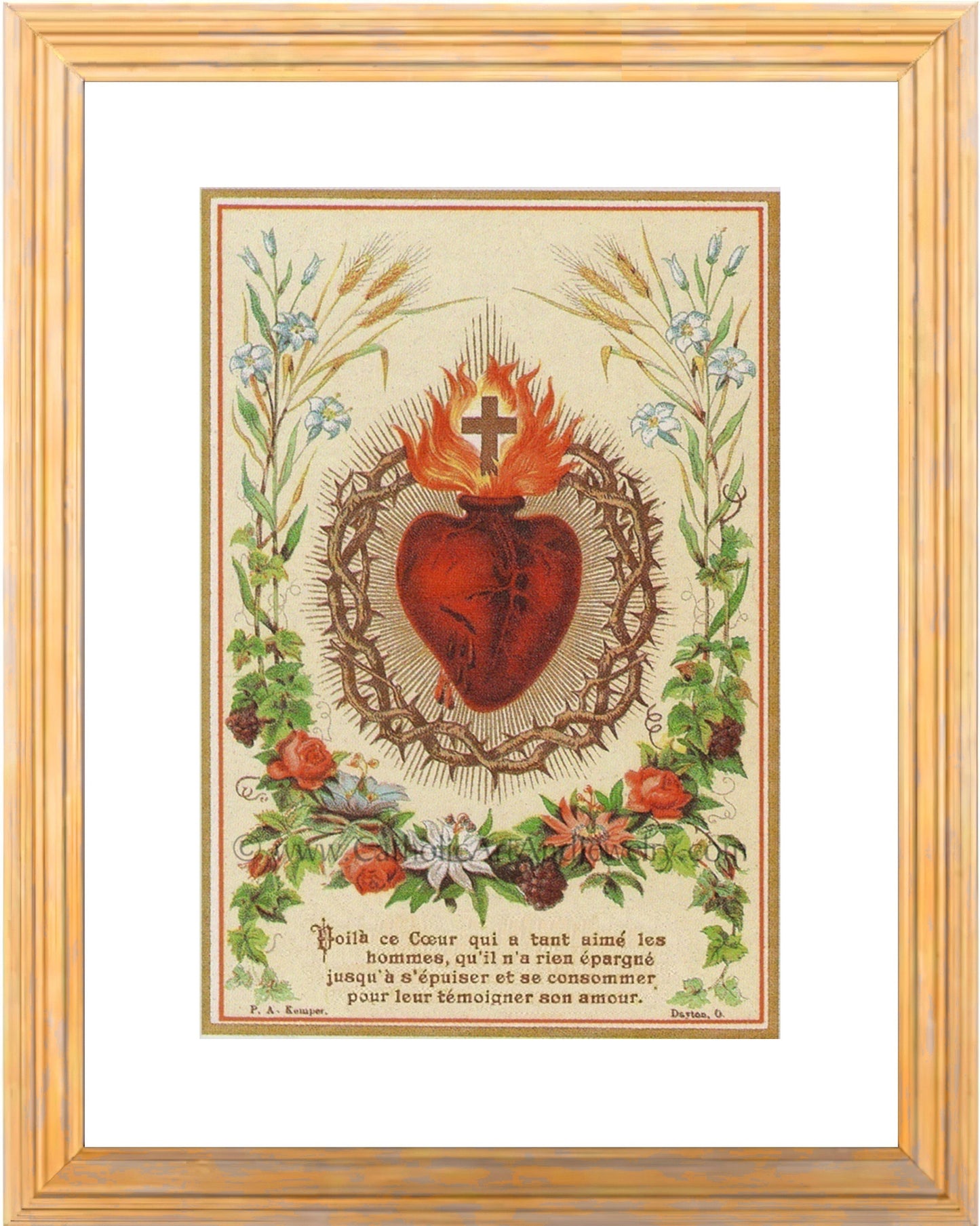 Sacré-Cœur de Jésus – 21.59 x 27.94 cm – d'une ancienne carte sacrée – impression d'art Catholique