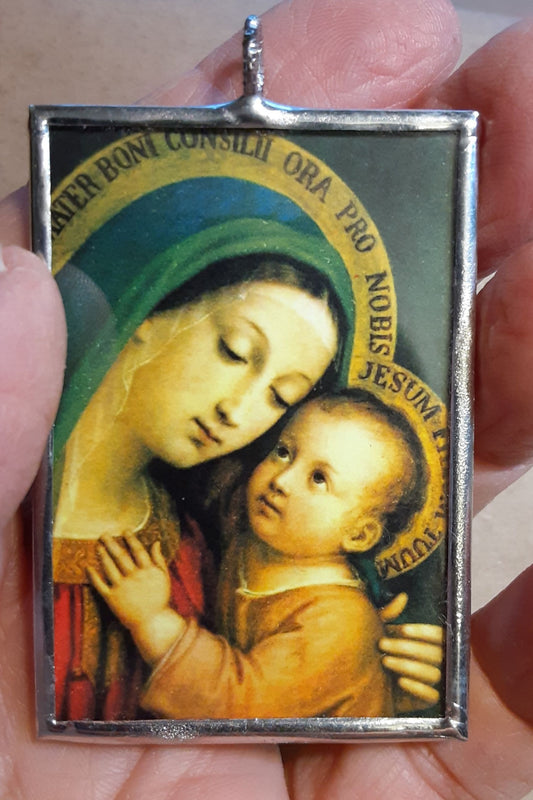 Madonna and Child Handmade Soldered Christmas Ornament -- Our Lady of Good Counsel