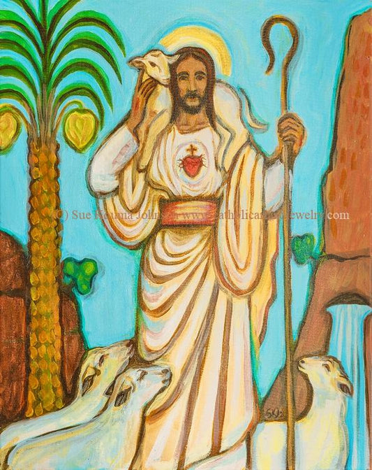 The Sacred Heart of Jesus Good Shepherd Original Painting