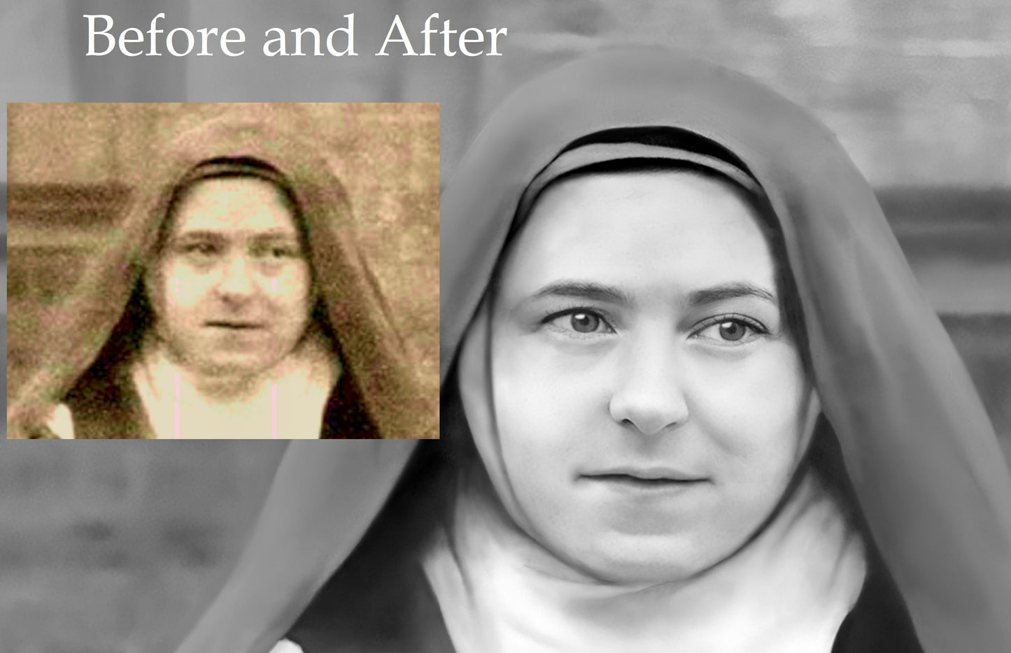 St. Therese with Rosary –Restored! Exclusive Photo Restoration – Catholic Art Print – Catholic Gift