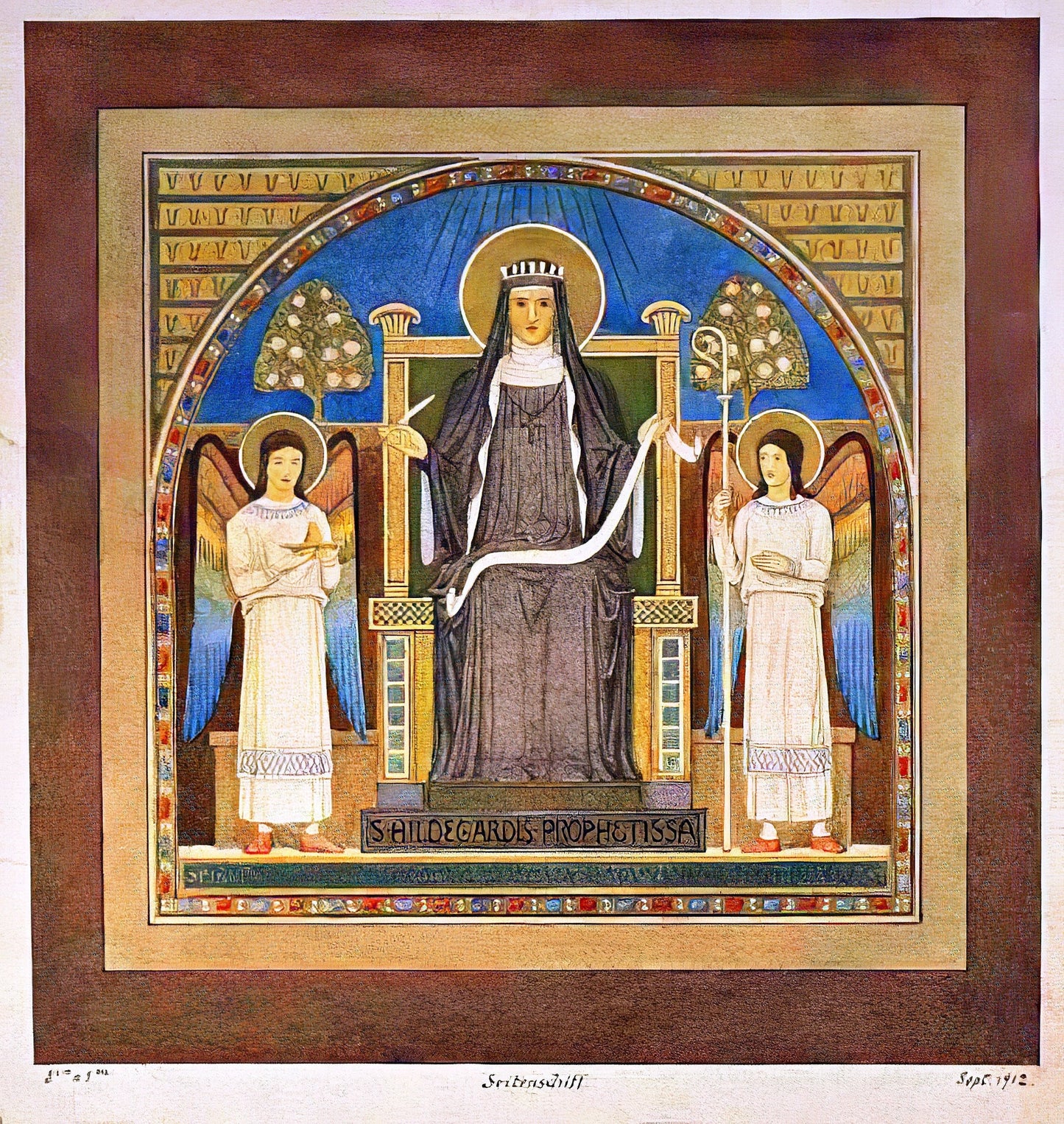 St. Hildegard of Bingen Prophetess – Painted by Benedictine Monks – Catholic Art Print – Archival Quality