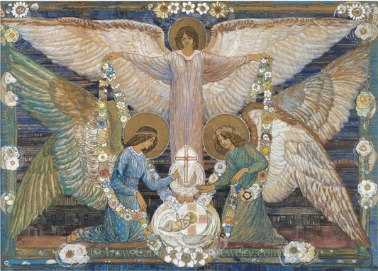 Angels Garlanding the Infant Jesus – 4 sizes – by Ann MacBeth
