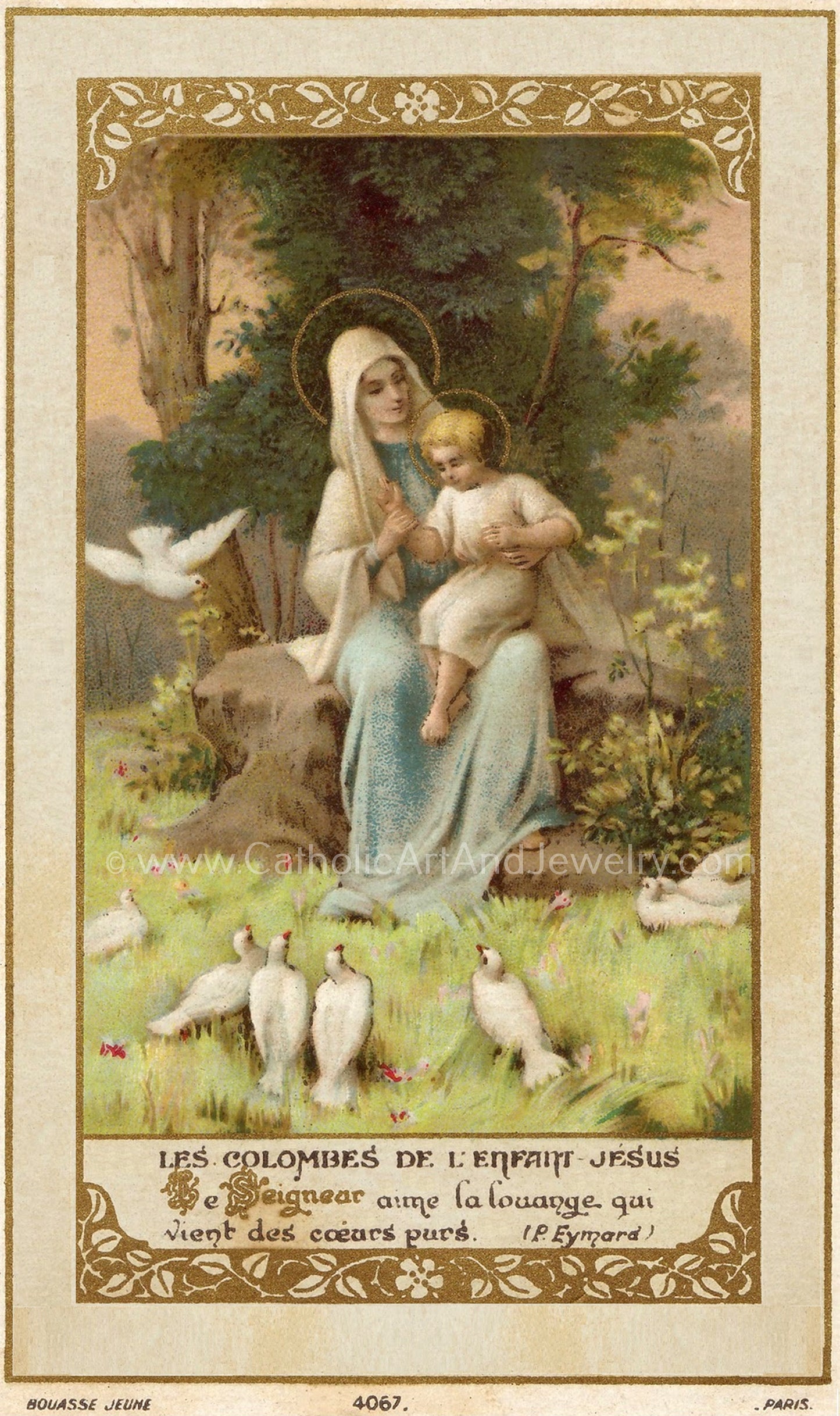 Doves of the Infant Jesus – based on a Vintage French Holy Card – Catholic Art Print – Unique Catholic Gift