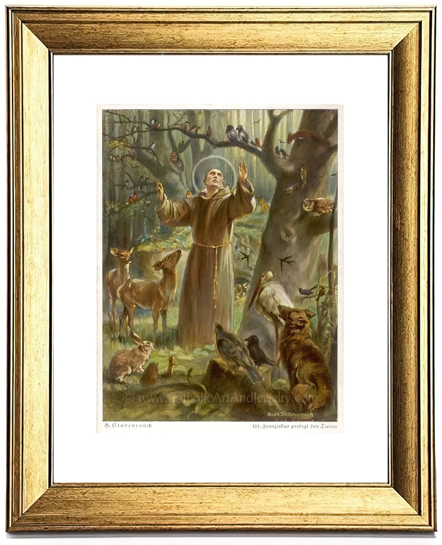 St. Francis of Assisi Preaching to the Birds – Hans Stubenrauch – 3 sizes – Catholic Art Print