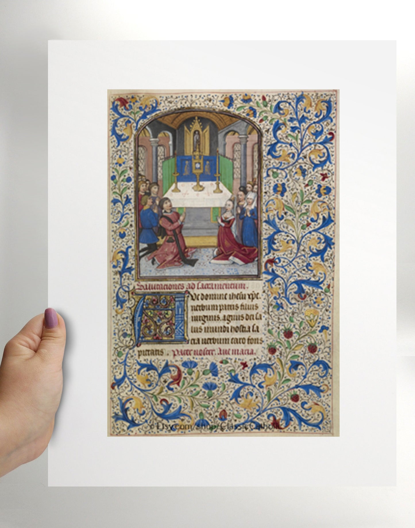 Illuminated Manuscript -- The Adoration of the Eucharist. – Medieval Catholic Art Print – Willem Vrelant- Archival Quality