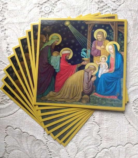 Unique Christmas Card – Painted by Benedictine Monks –10/100/1000– Card Only –Religious Christmas Card – Nativity–Creche–Jesus, Mary, Joseph