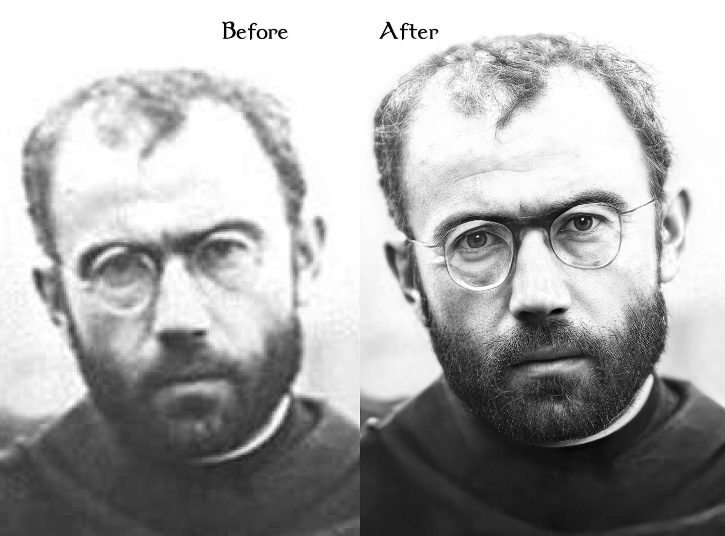 St. Maximilian Kolbe – Younger – Restored Photograph – 3 sizes – Catholic Art Print