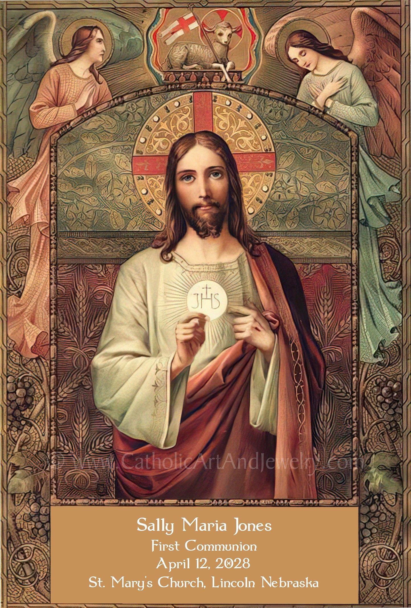 Jesus Holding the Eucharist / First Communion Gift / Vintage Catholic Art Print – Archival Quality