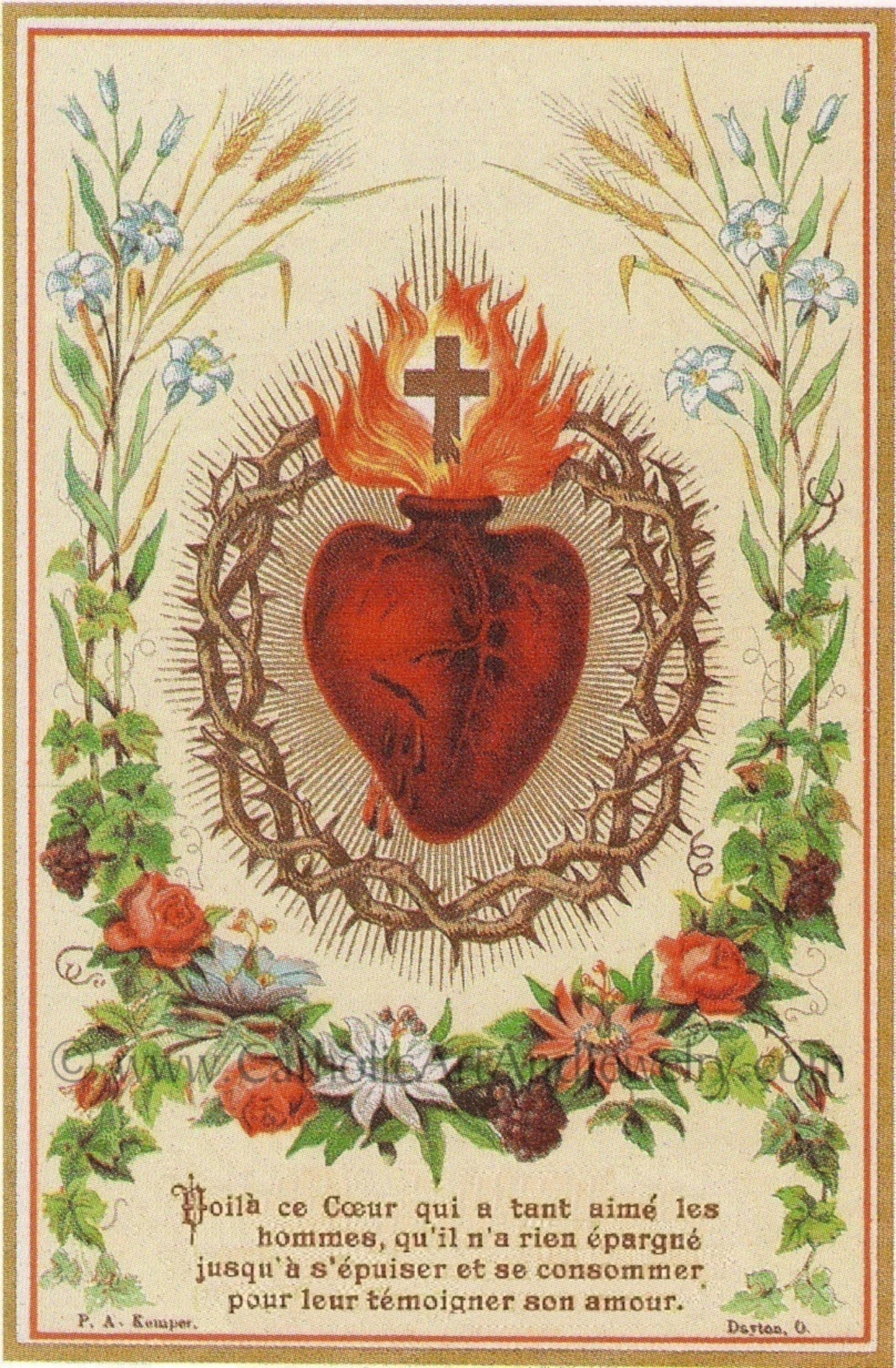 Sacré-Cœur de Jésus – 21.59 x 27.94 cm – d'une ancienne carte sacrée – impression d'art Catholique