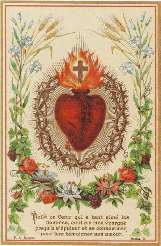 Sacré-Cœur de Jésus – 21.59 x 27.94 cm – d'une ancienne carte sacrée – impression d'art Catholique