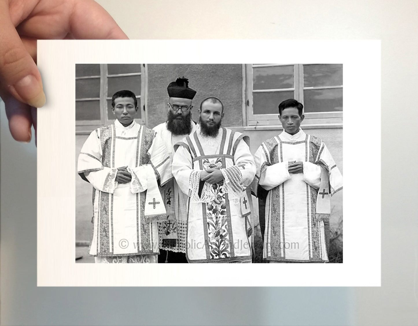 St. Maximilian Kolbe with Priests in Nagasaki, Japan – Exclusive Restored Photo – 3 sizes – Catholic Art Print – Archival – Catholic Gift