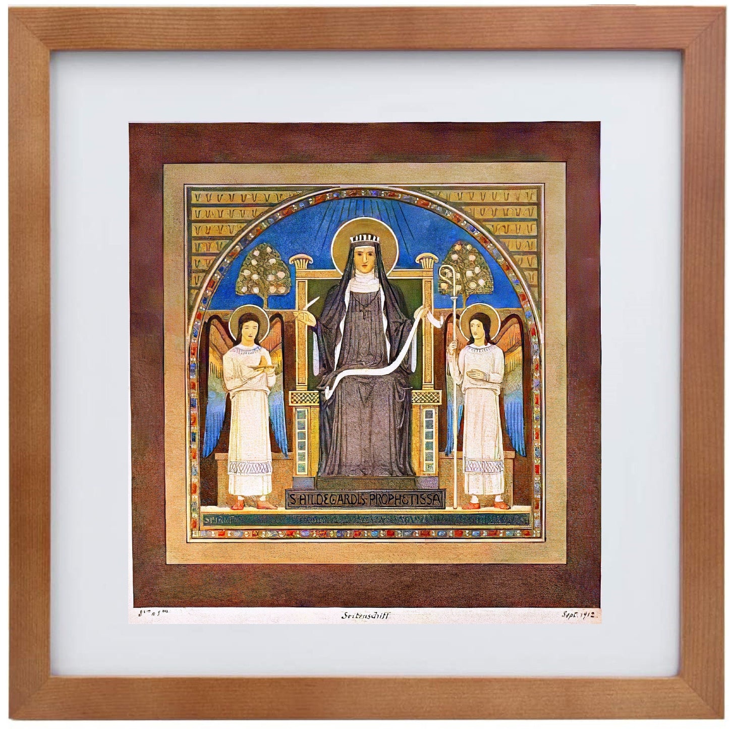 St. Hildegard of Bingen Prophetess – Painted by Benedictine Monks – Catholic Art Print – Archival Quality