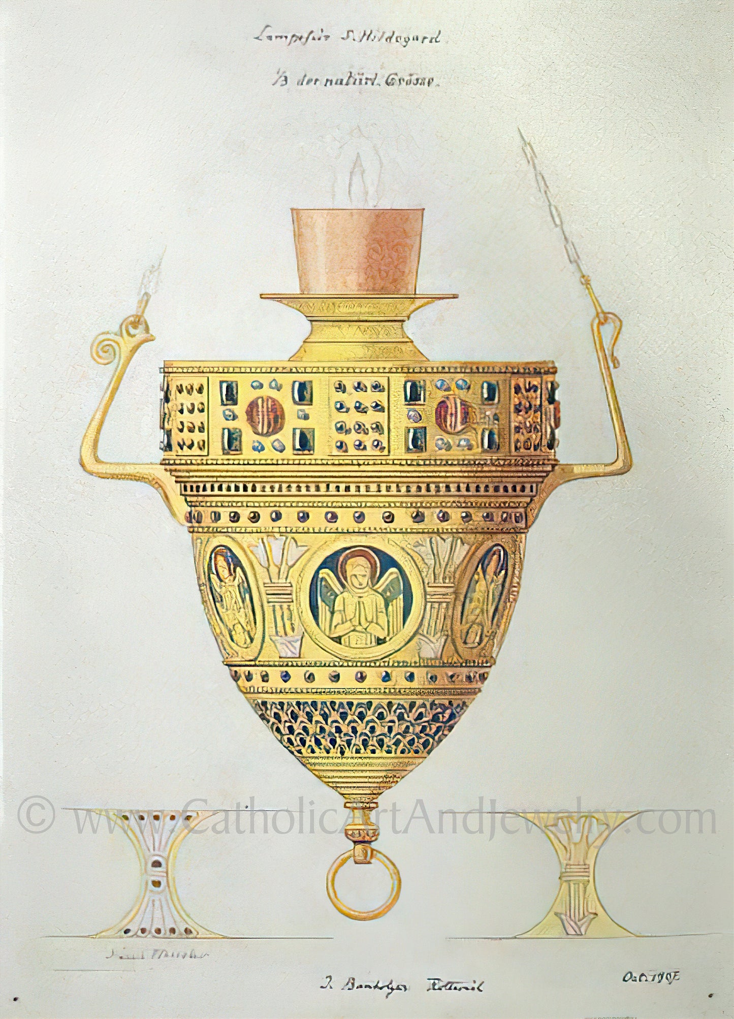 Sanctuary Lamp – from a Benedictine Abbey's design – Catholic Art Print – Catholic Gift – Gift for Priest