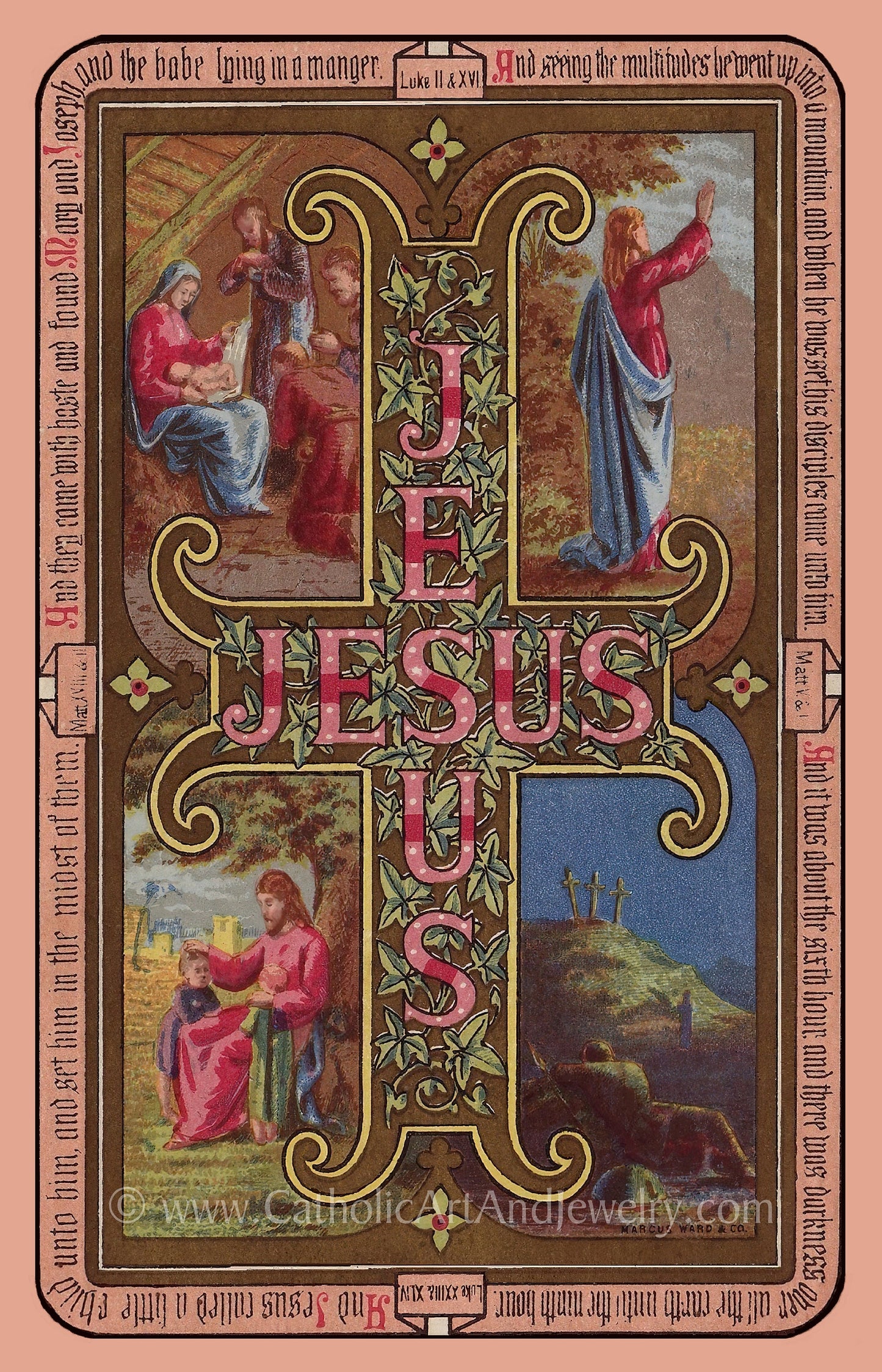 Holy Name of Jesus – Restored Vintage Holy Card – pack of 10/100/1000