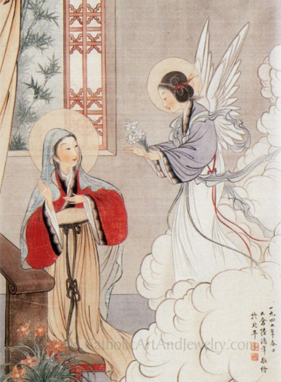 The Annunciation Chinese Catholic Art Print–8.5x11"