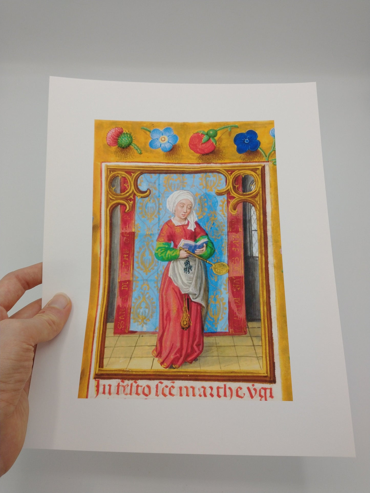Saint Martha of Bethany – Patron Saint of Housewives – from an Illuminated Manuscript – Catholic Art Print – Catholic Gift for Her