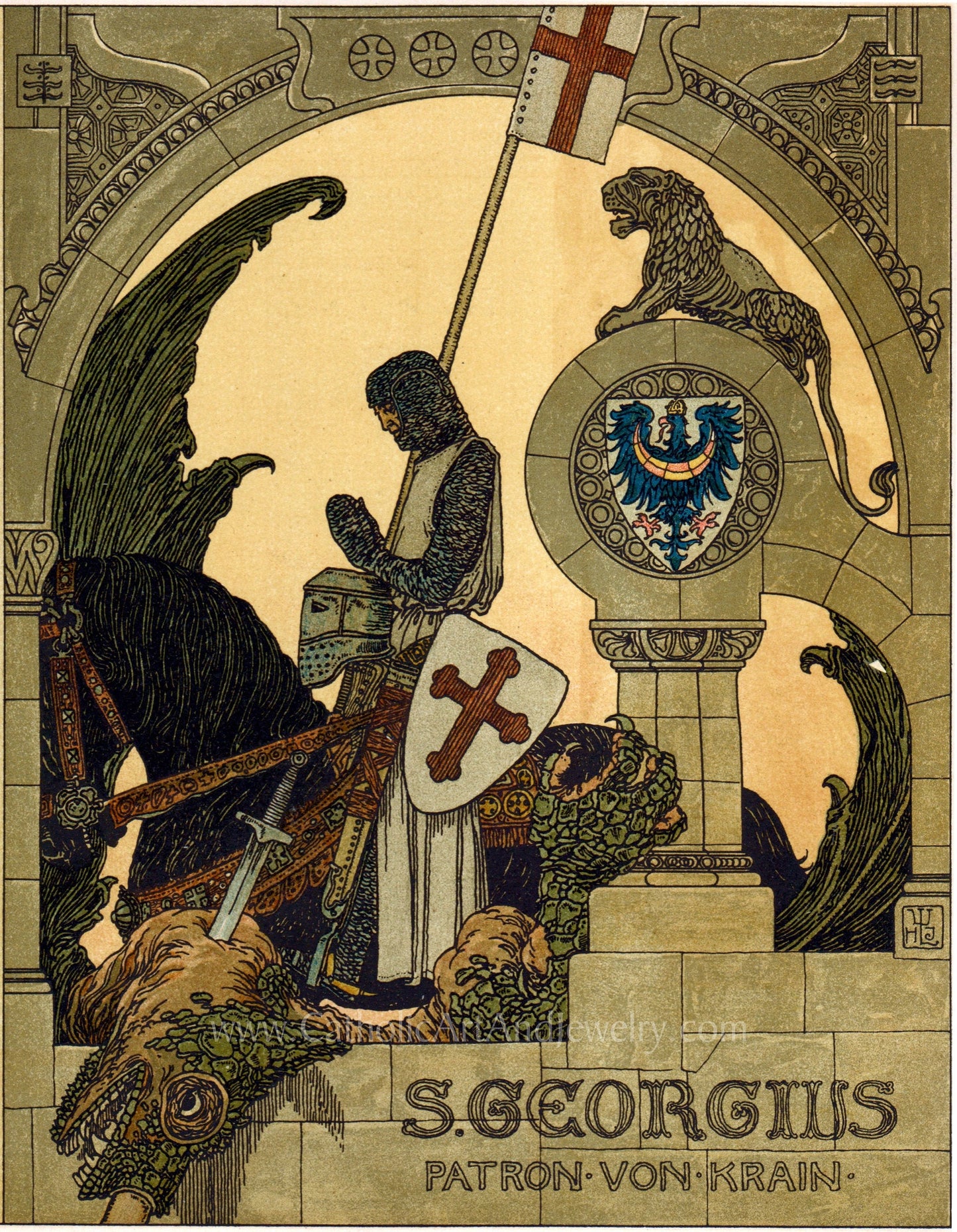 St. George – Heinrich Lefler – 3 Sizes – Catholic Art Print