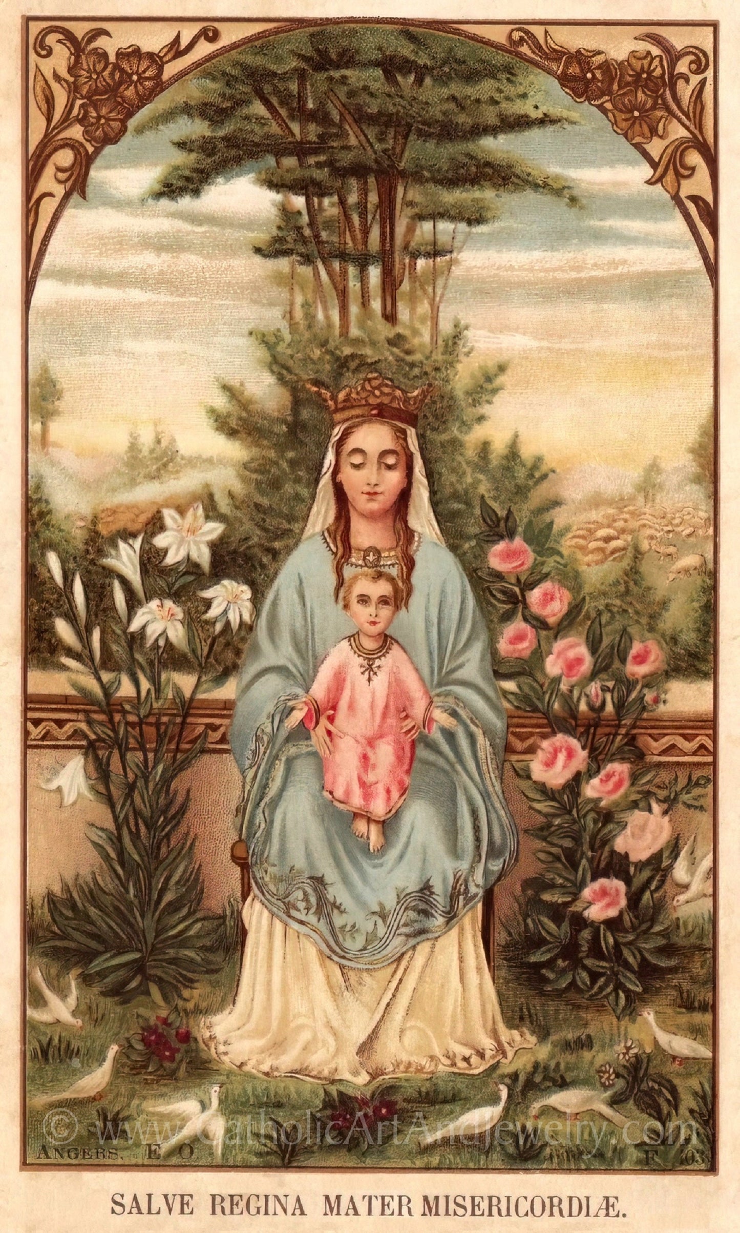 Hail Holy Queen – 4 sizes – based on a Vintage Holy Card