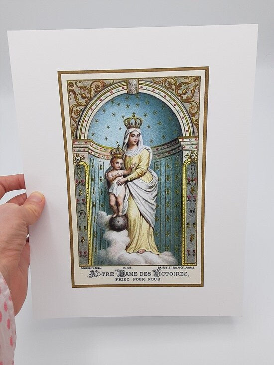 Our Lady of Victory – based on a Vintage French Holy Card – Catholic Art Print – Unique Catholic Gift