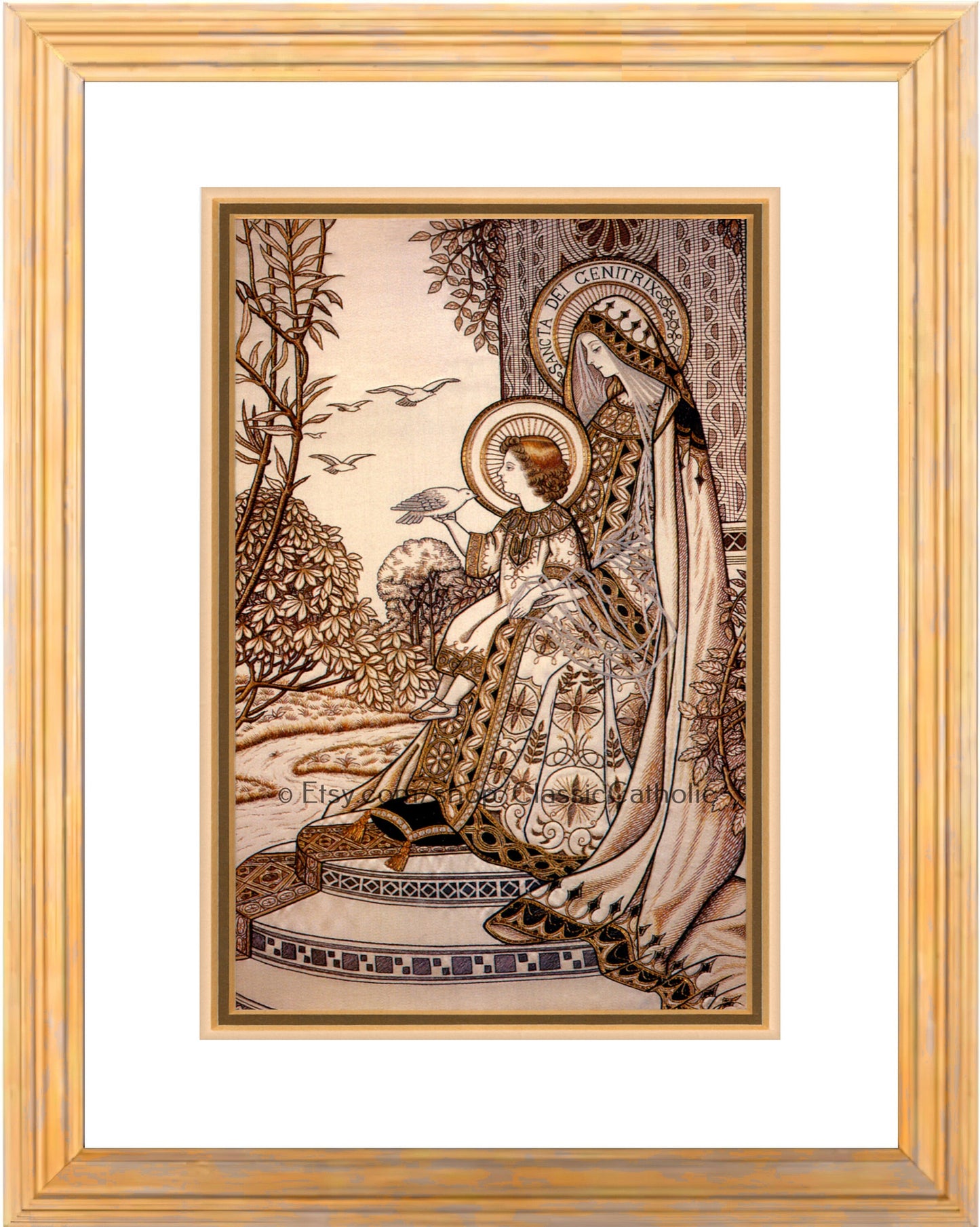 Madonna and Child – Loreto Embroideries – Vintage Catholic Art Print – Archival Quality