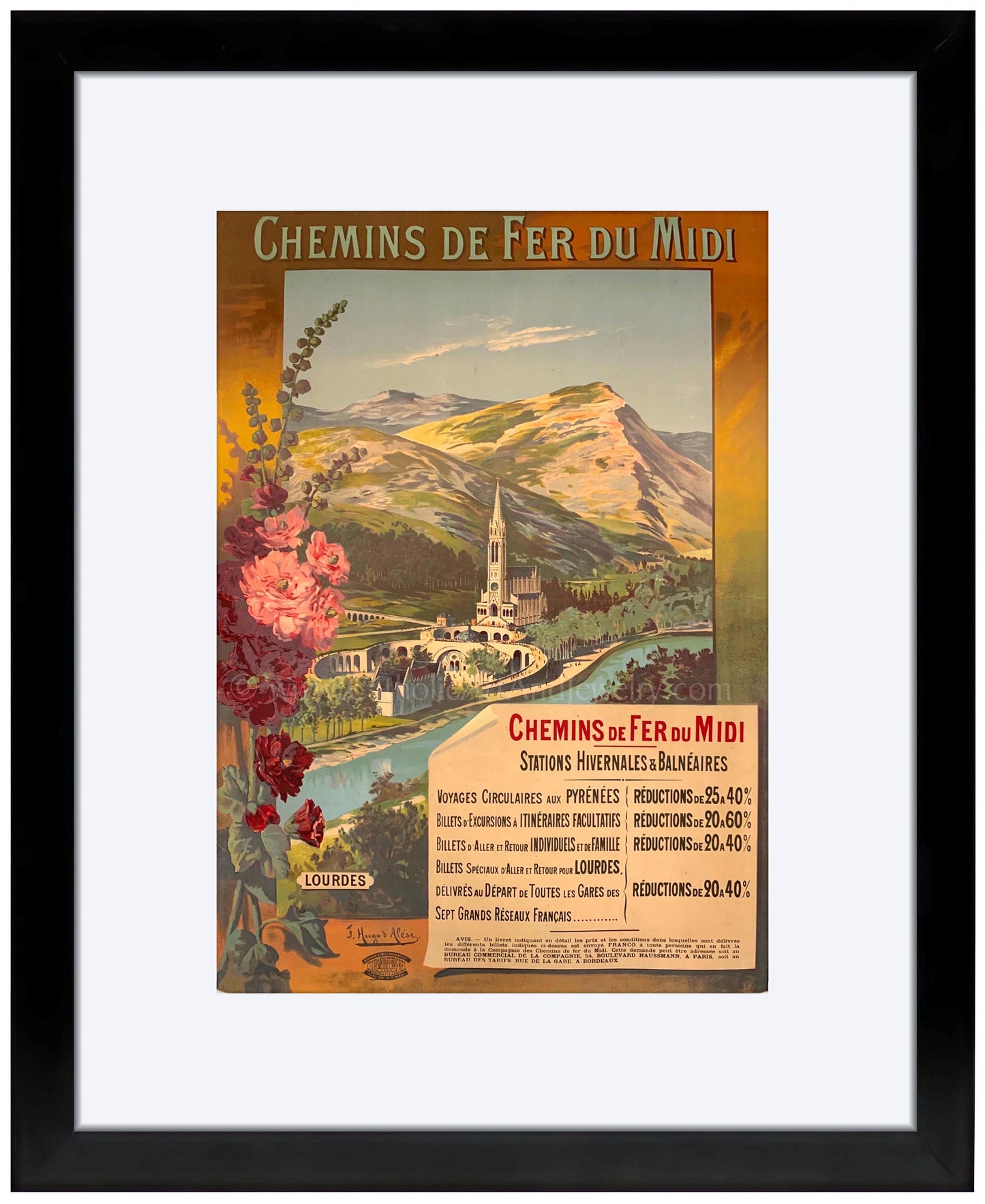 Lourdes Travel Poster – based on a Vintage French Travel Poster – Catholic Art Print
