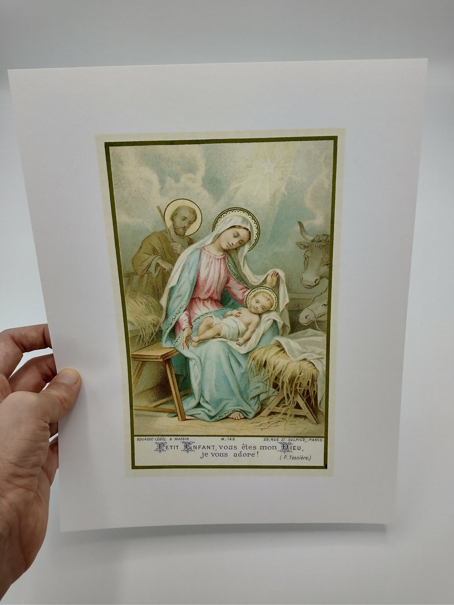 Christmas Nativity – based on a Vintage French Holy Card – Catholic Art Print – Victorian – Archival Quality