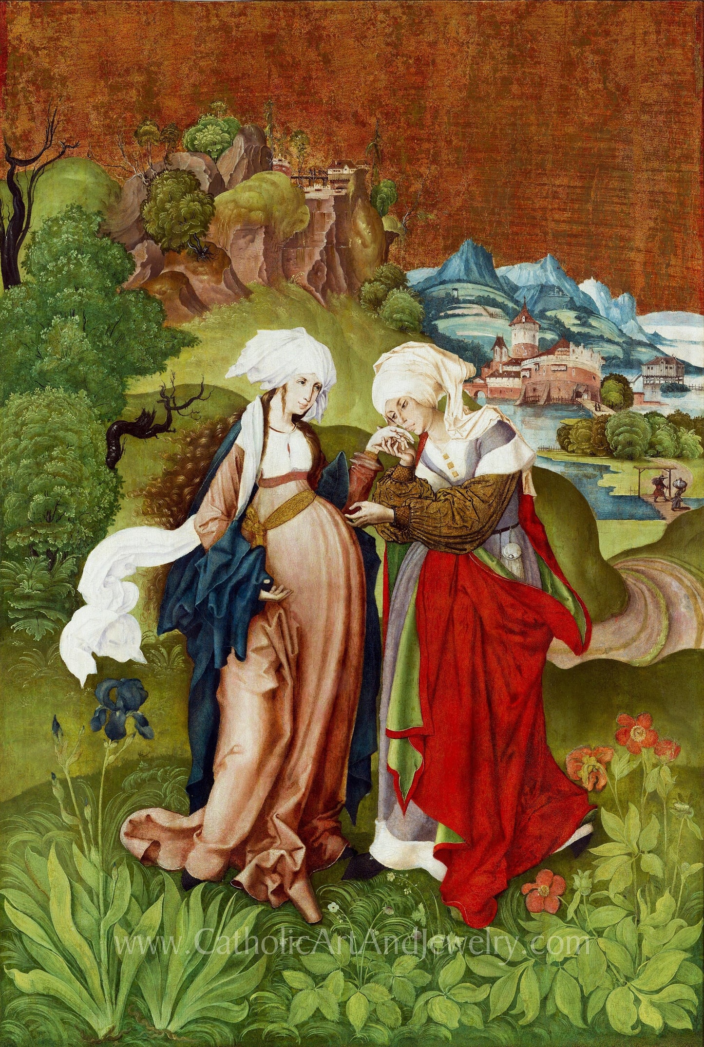 The Visitation – by Marten Schwarcz – The Second Joyful Mystery of the Rosary – Catholic Art Print – Catholic Gift