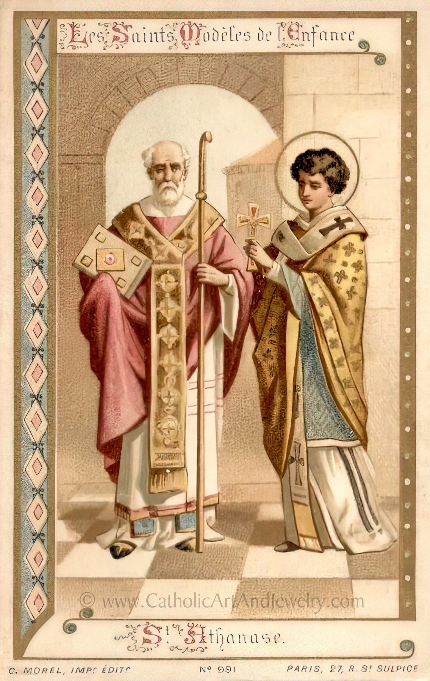 St. Athanasius – 3 sizes – Based on an Antique Holy Card – Catholic Art Print – Archival Quality