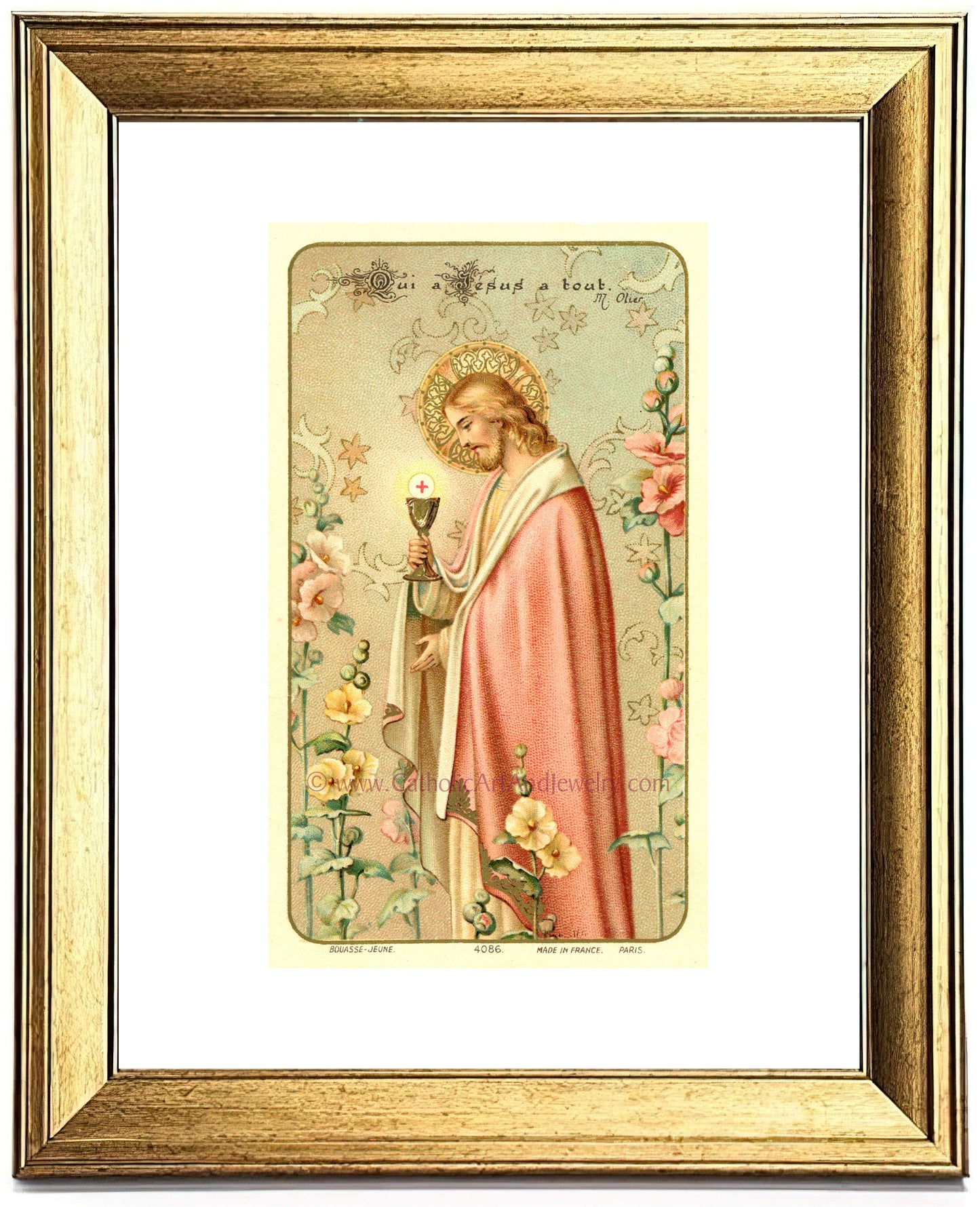 Jesus Holding the Eucharist– Bouasse-Jeune / First Communion Gift / Vintage Catholic Art Print – Archival Quality – Catholic Wall Art
