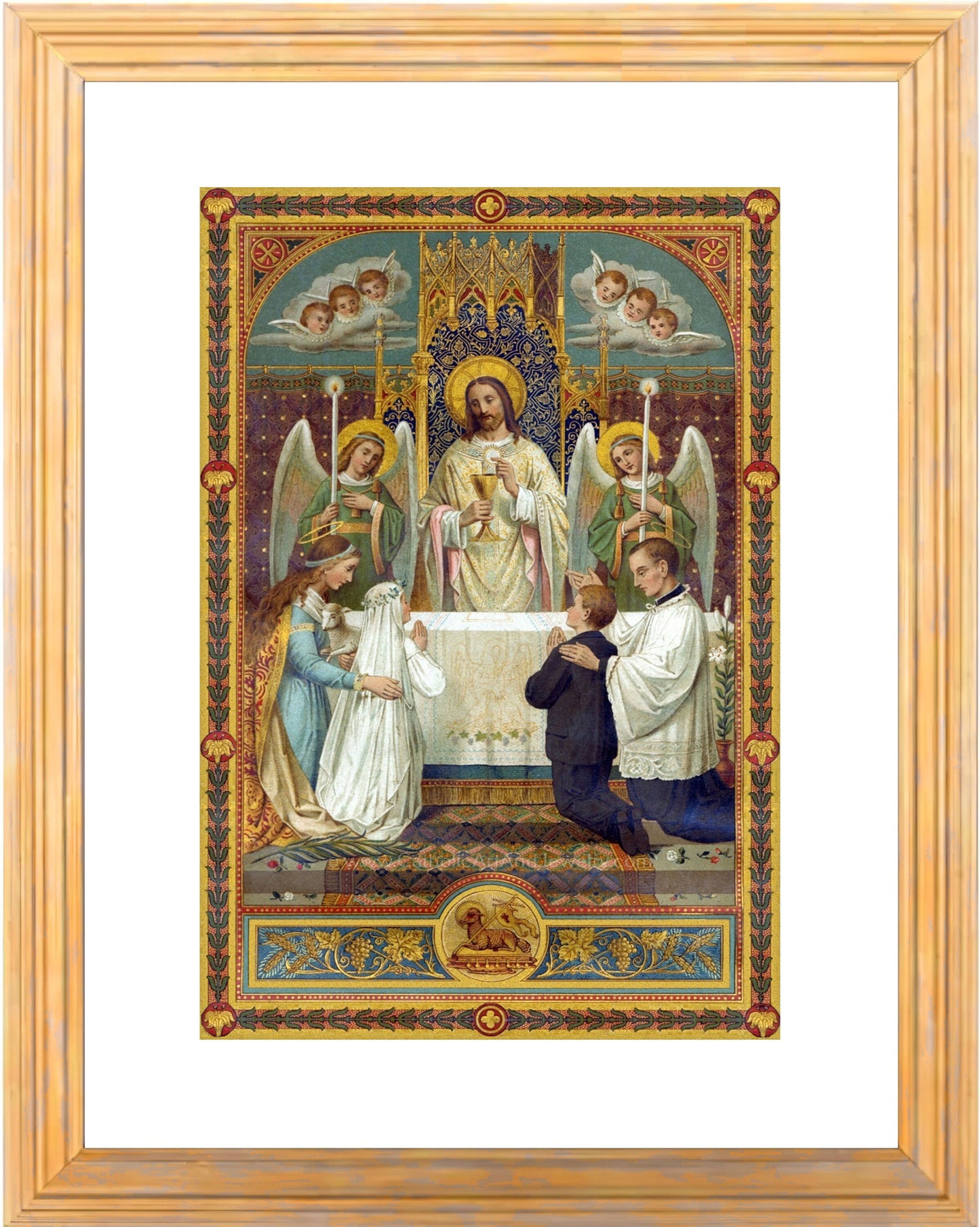 First Communion / Jesus Gives Eucharist – Based on Vintage Holy Card – Catholic Art Print – Communion Gift – Archival Quality