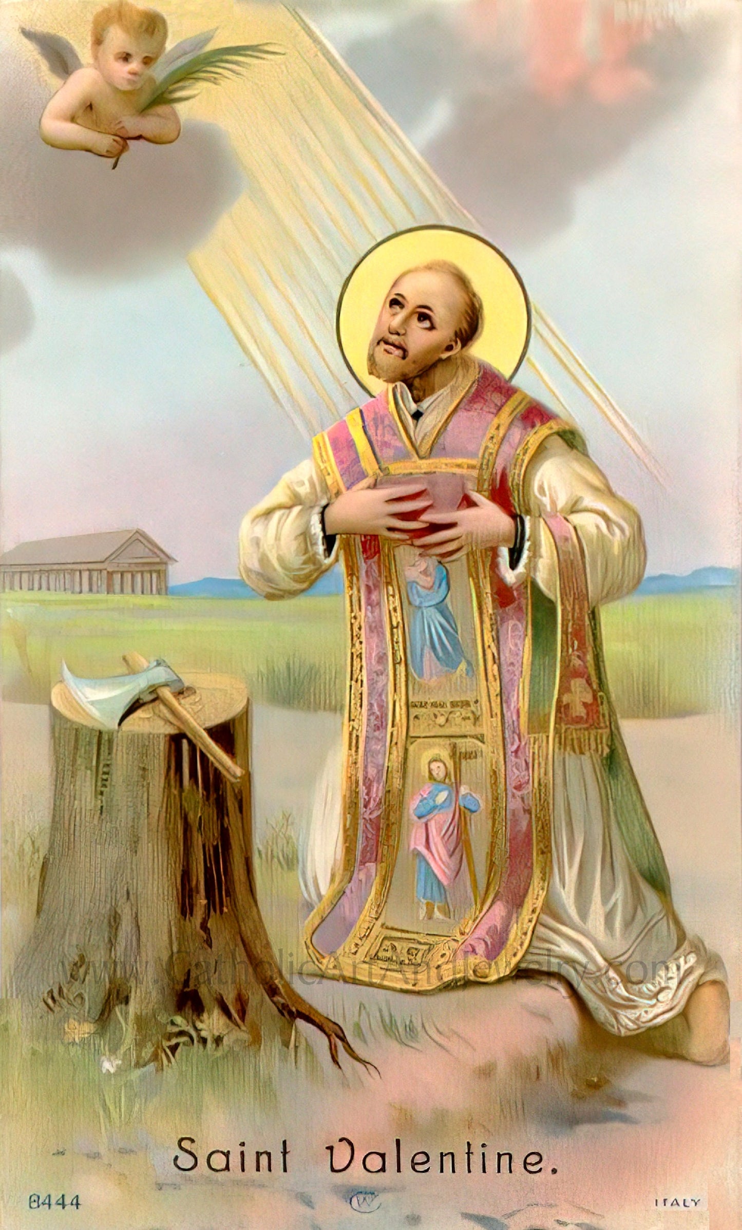 St Valentine Holy Card – pack of 10/100/1000 – Restored Vintage Holy Card