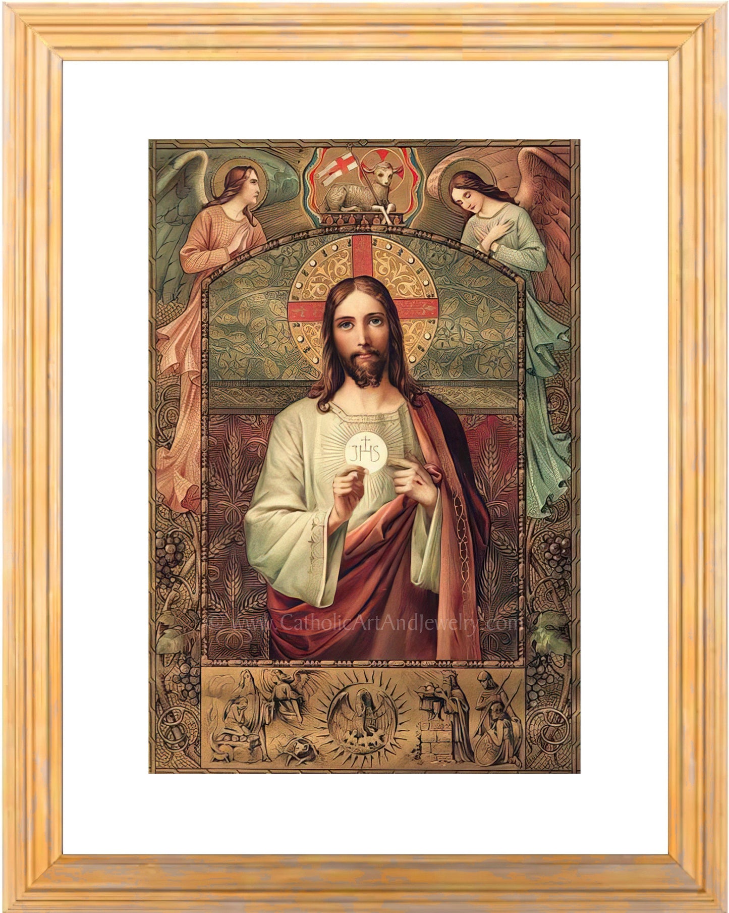 Jesus Holding the Eucharist / First Communion Gift / Vintage Catholic Art Print – Archival Quality