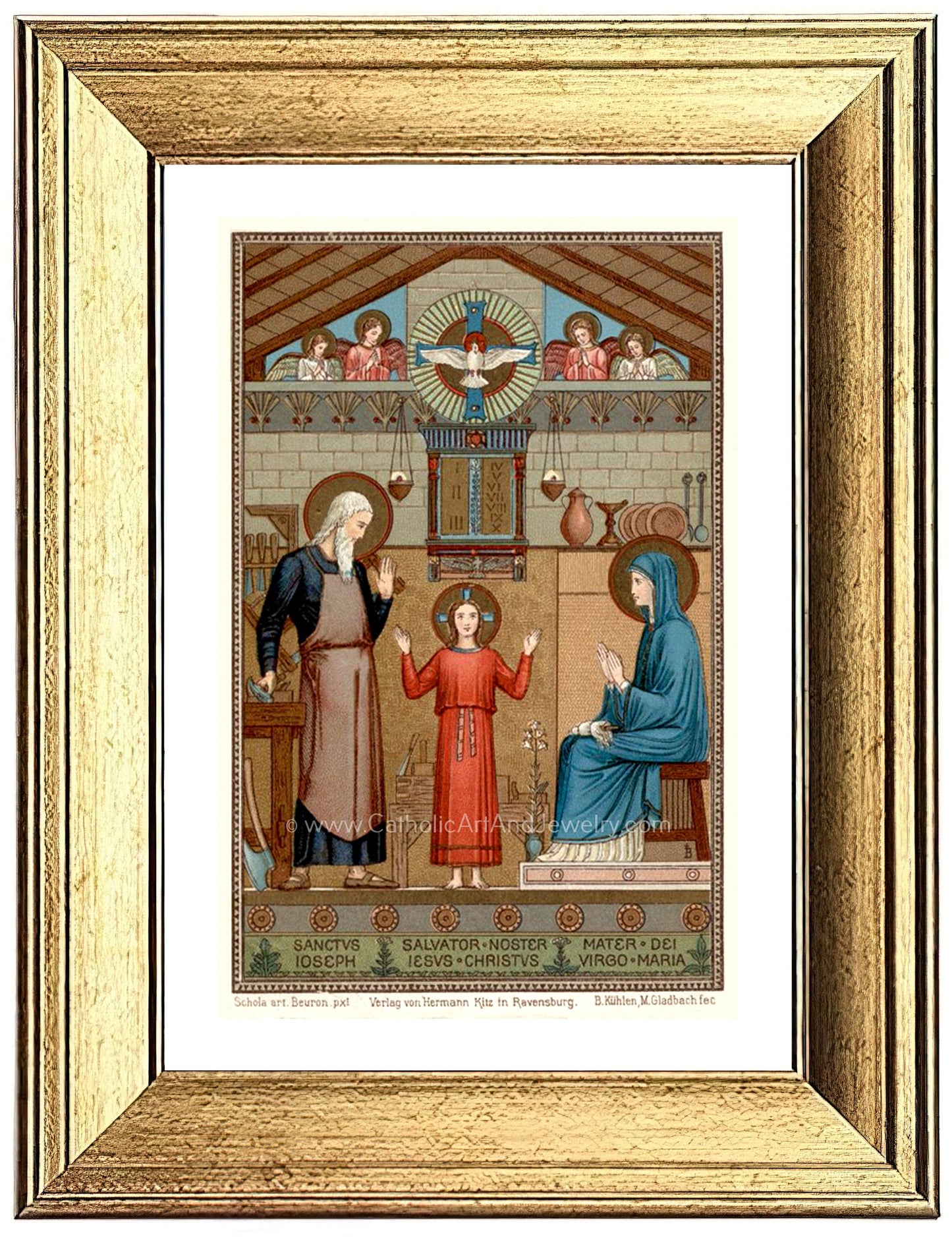 Holy Family – based on a Vintage Holy Card – painted by Benedictine Monks – Catholic Art Print – Archival Quality