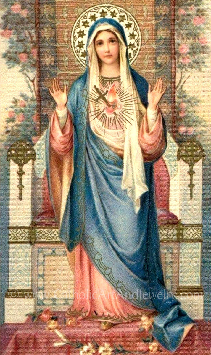 Handmaid of the Lord – based on a Vintage Holy Card – Catholic Art Pri ...