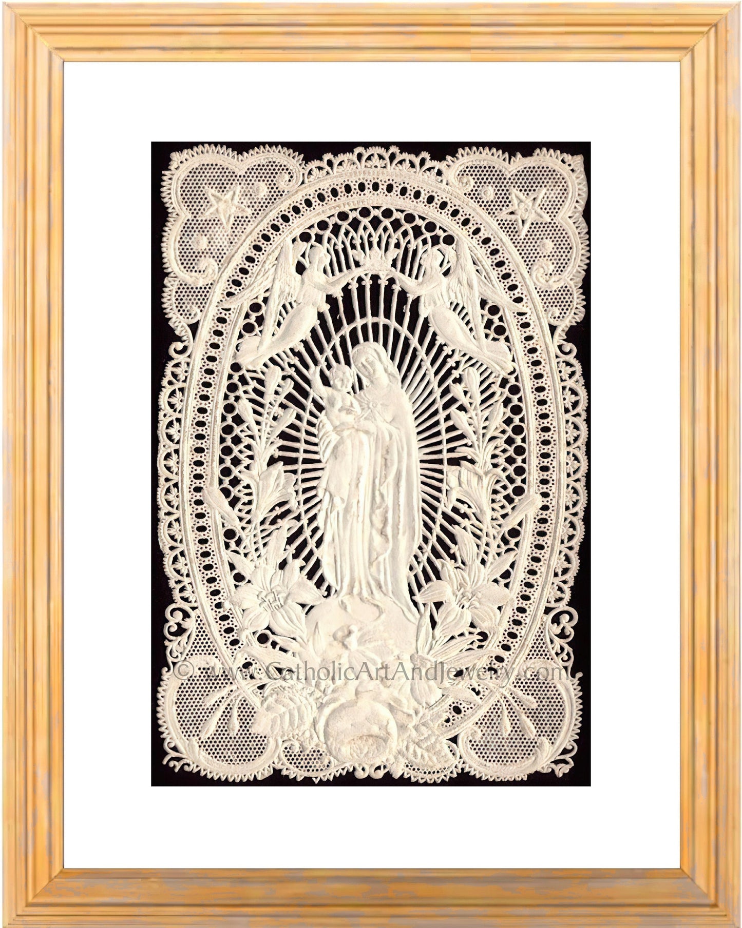 Madonna and Child Art Print – based on a Paper Lace Vintage French Holy Card – Catholic Gift