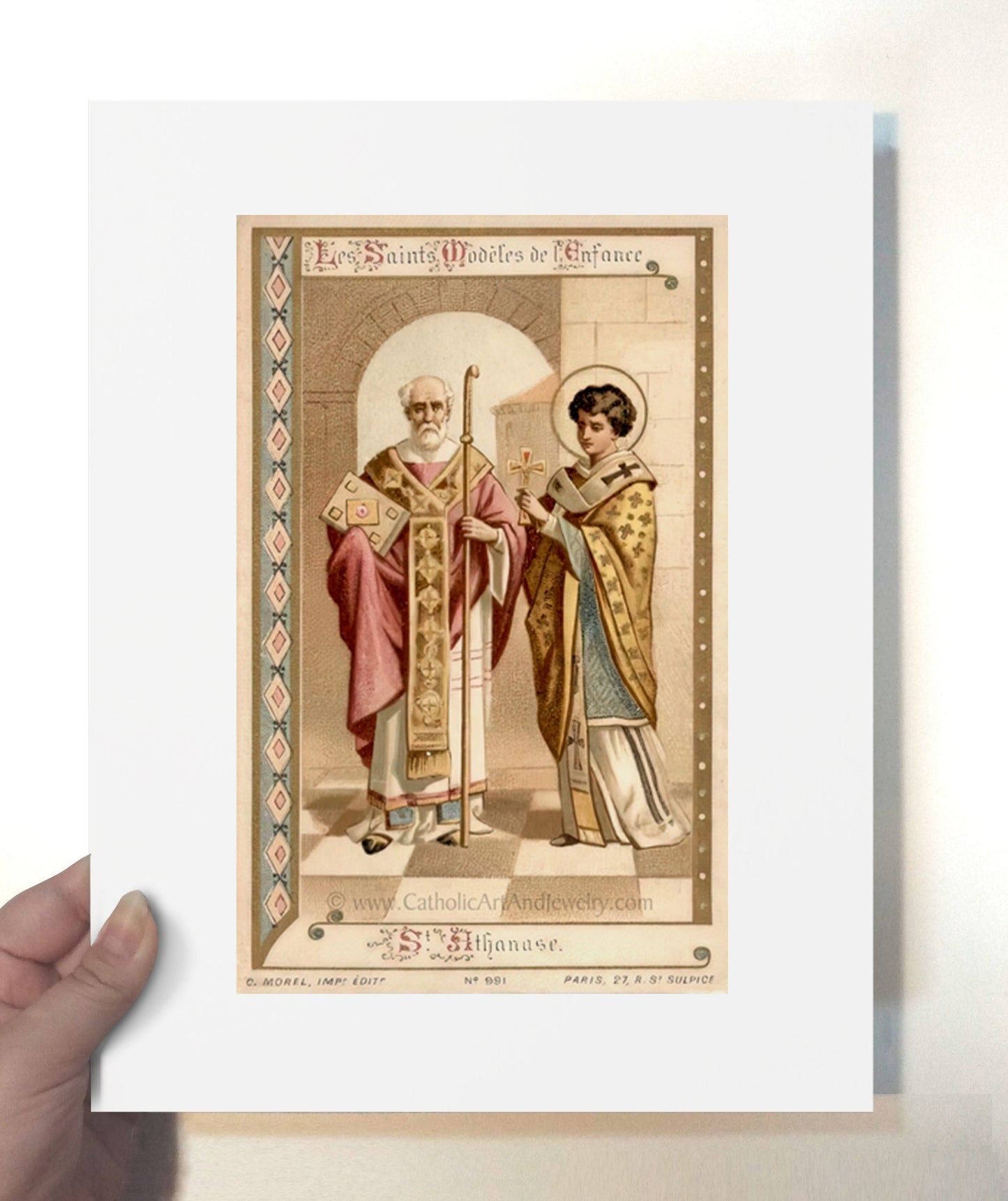 St. Athanasius – 3 sizes – Based on an Antique Holy Card – Catholic Art Print – Archival Quality