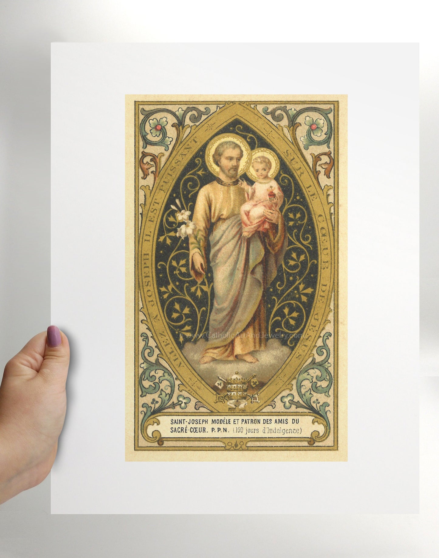 St. Joseph of the Sacred Heart – 3 sizes – based on a Vintage French Holy Card – Catholic Art Print